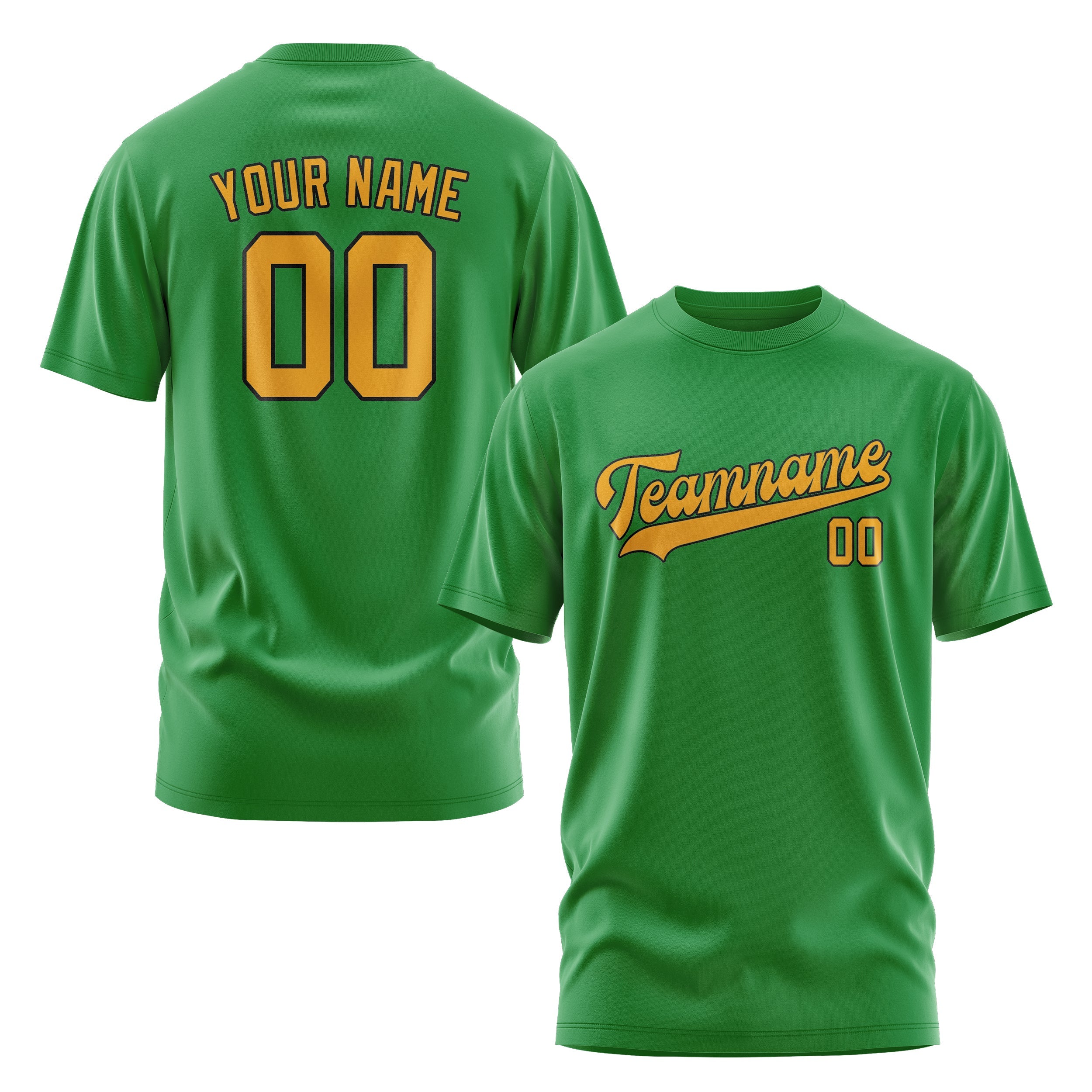 Custom Emerald Green Yellow T-Shirt
