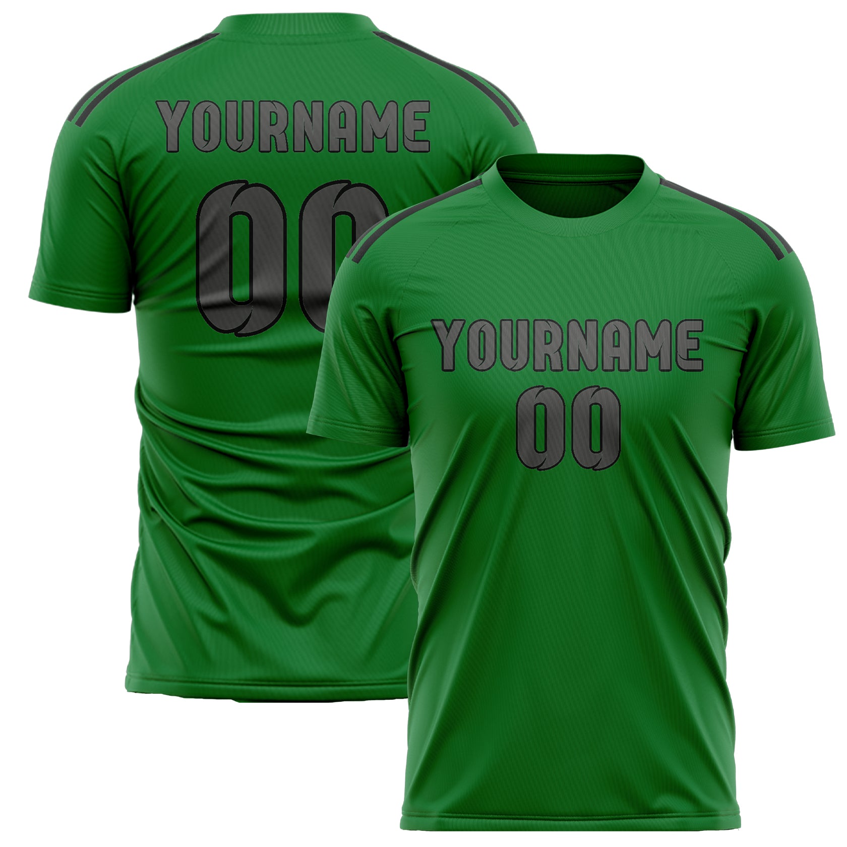 Custom Emerald Green Dark Grey Soccer Jersey