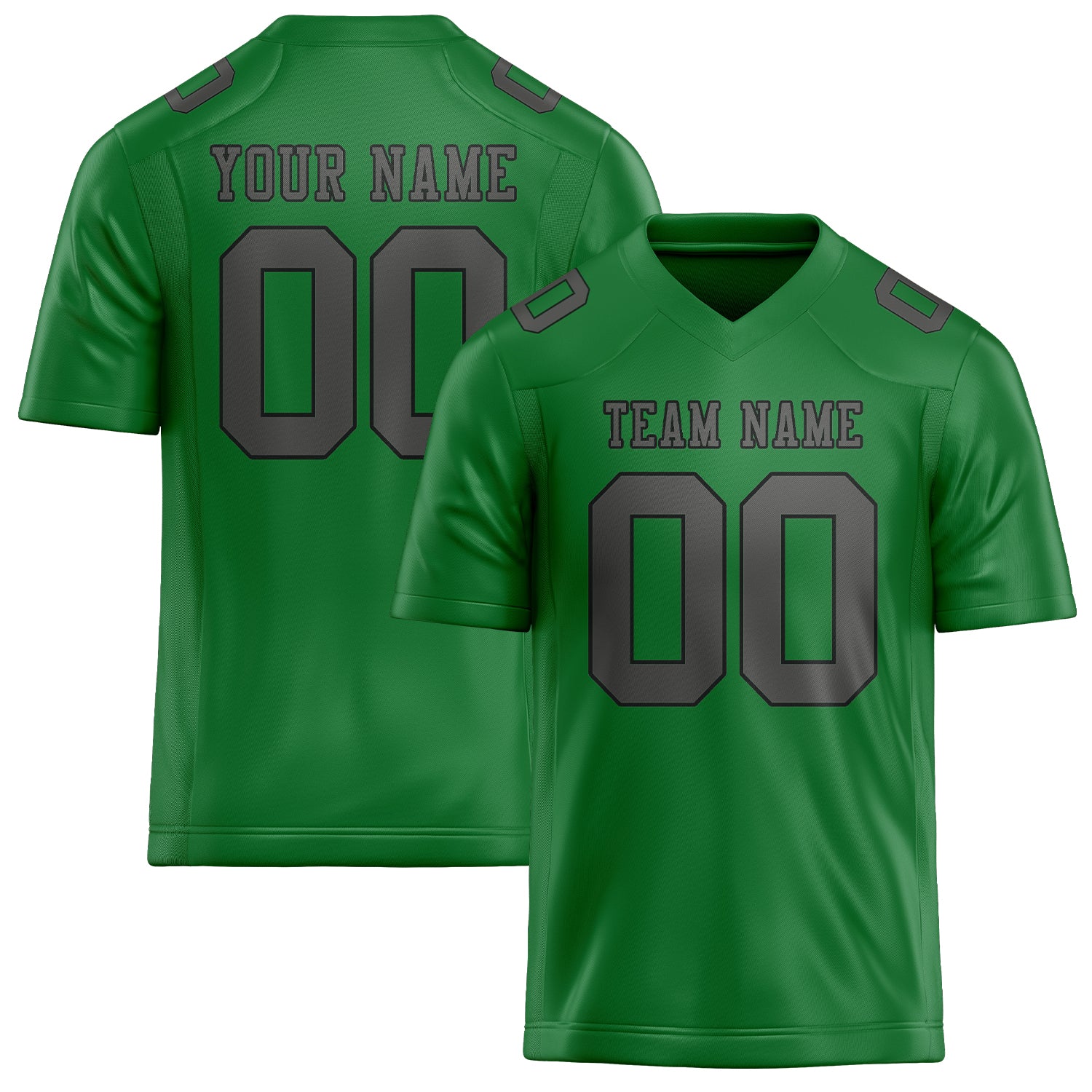 Custom Emerald Green Dark Grey Football Jersey