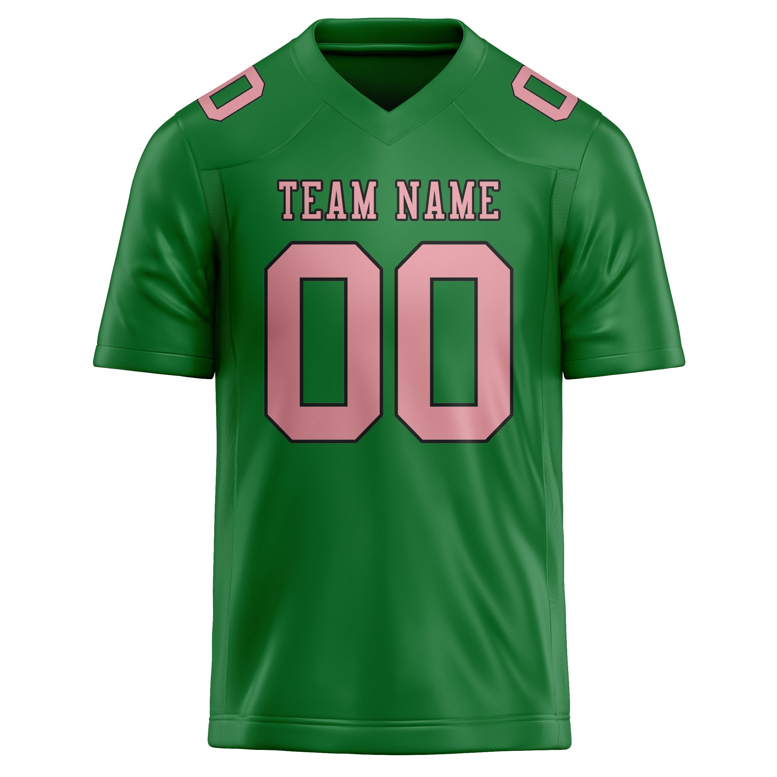Custom Emerald Green Light Pink Football Jersey
