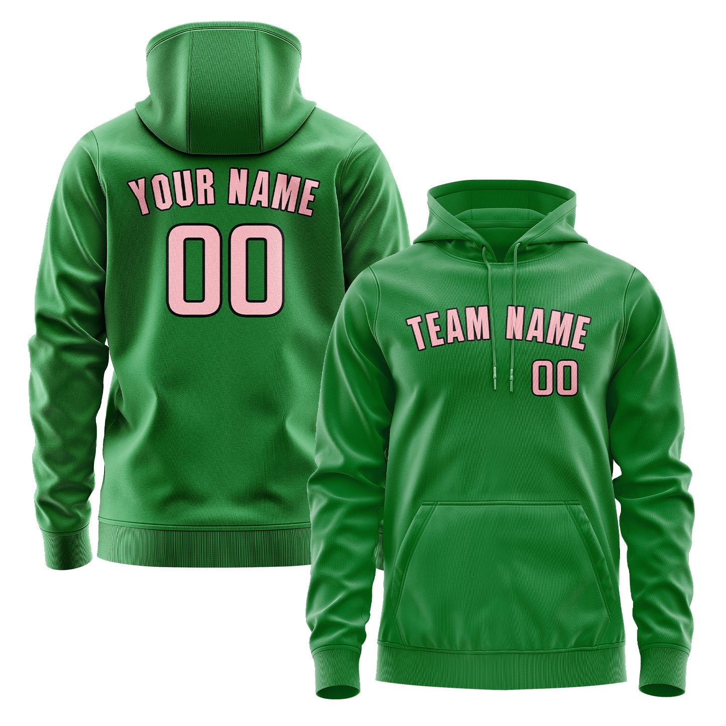 Custom Emerald Green Light Pink Hoodie