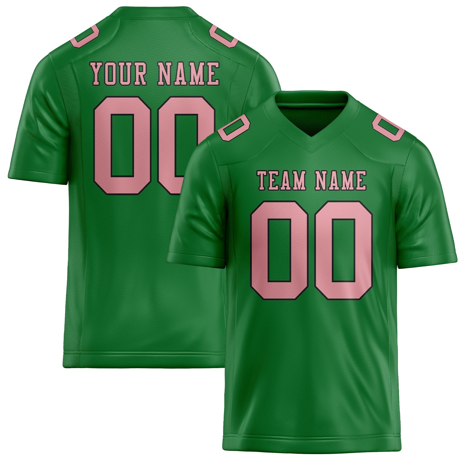 Custom Emerald Green Light Pink Football Jersey