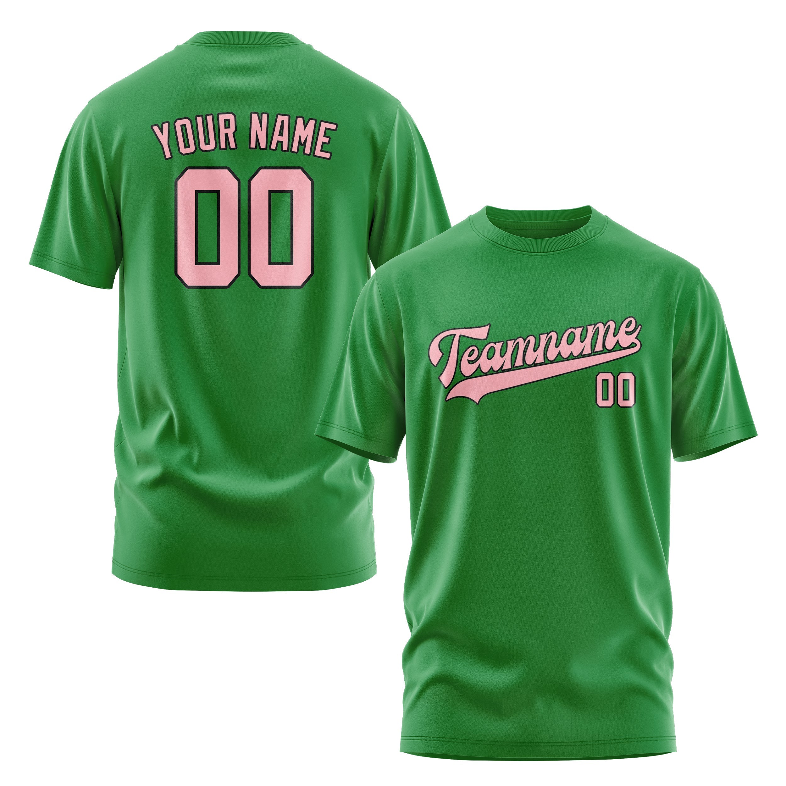 Custom Emerald Green Light Pink T-Shirt
