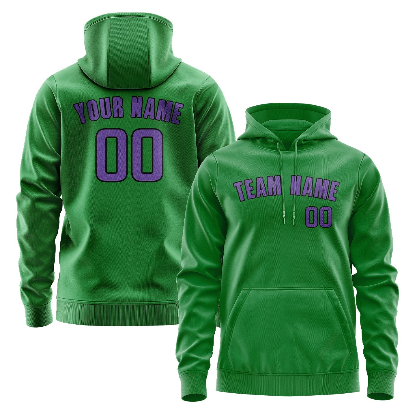 Custom Emerald Green Light Purple Hoodie
