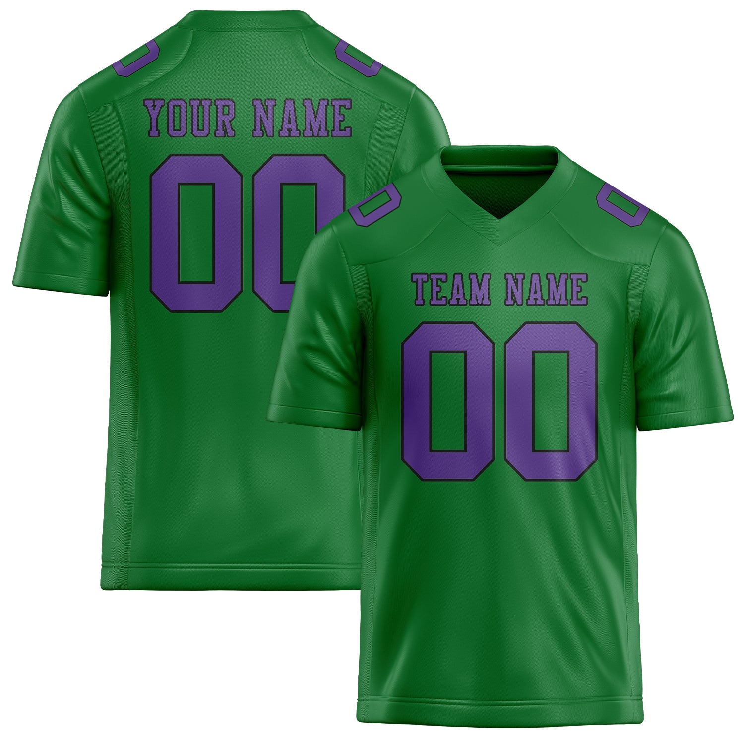 Custom Emerald Green Light Purple Football Jersey