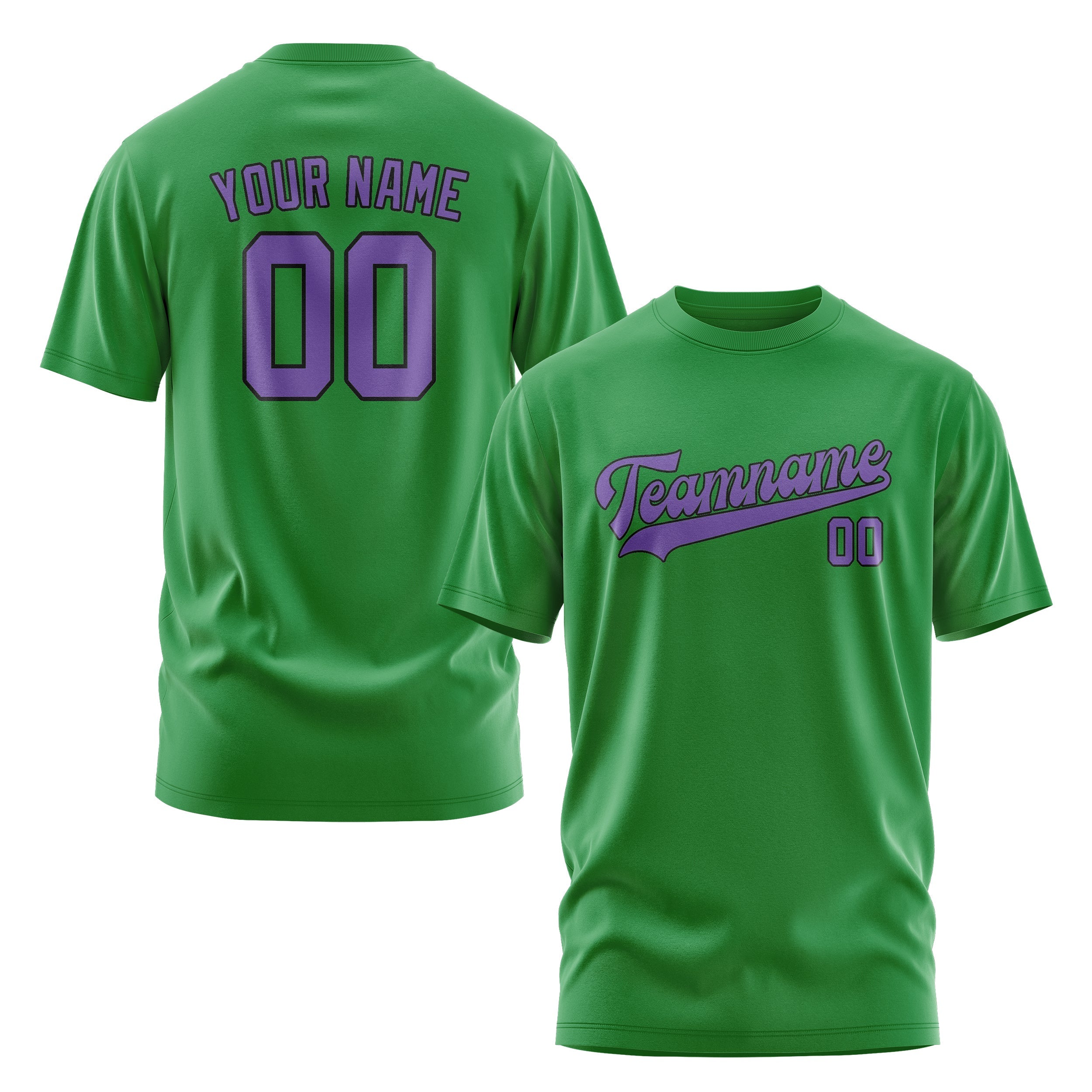 Custom Emerald Green Light Purple T-Shirt