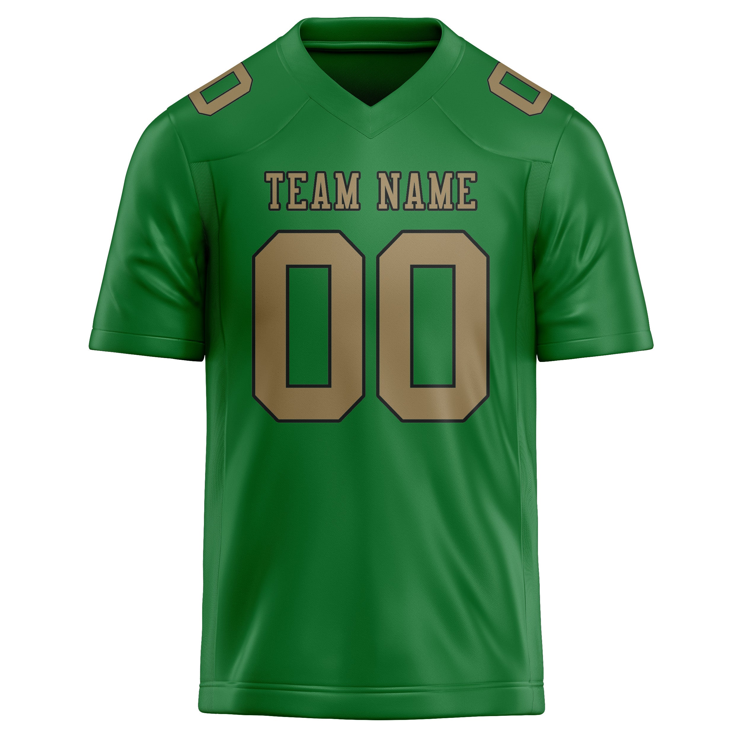 Custom Emerald Green Light Khaki Football Jersey