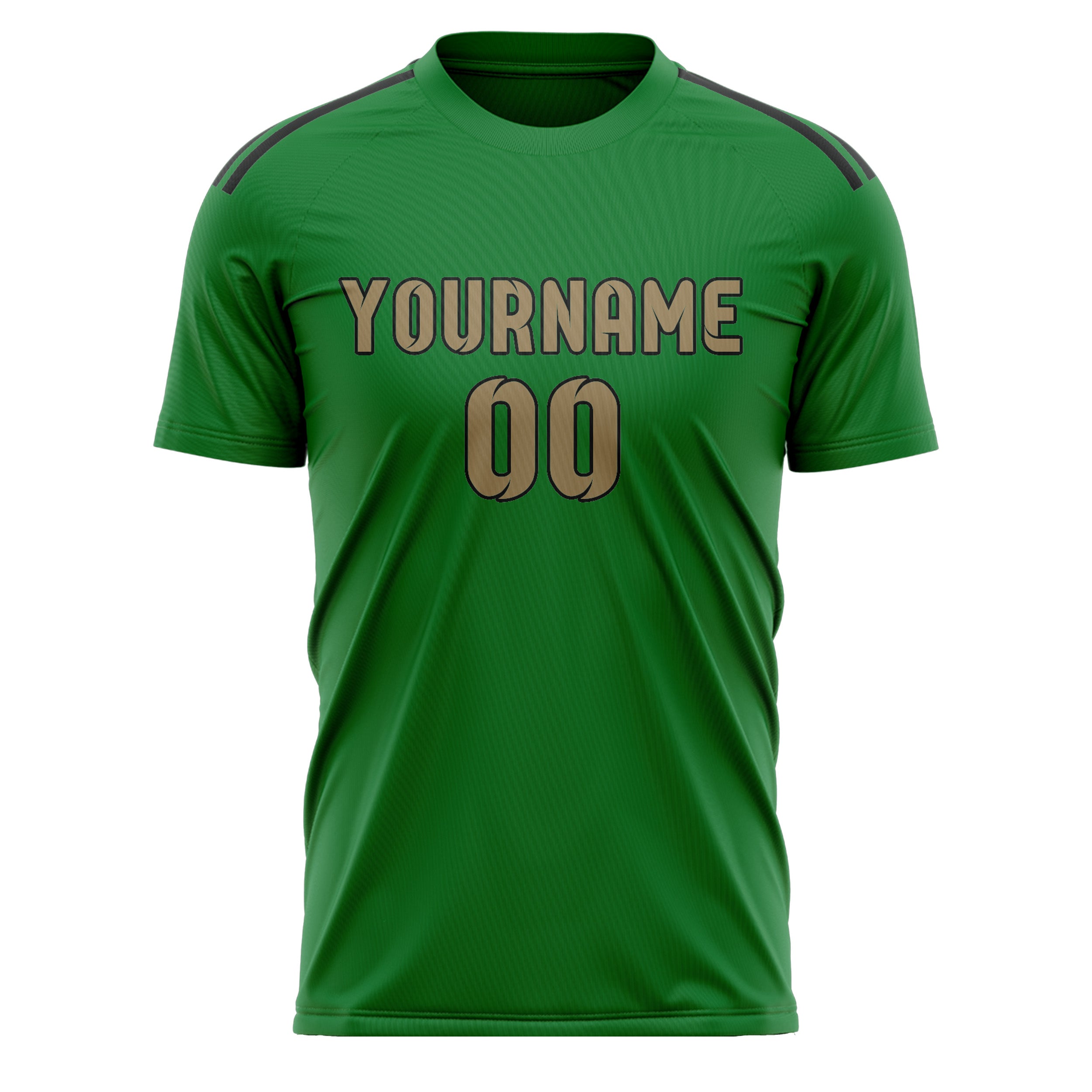 Custom Emerald Green Light Khaki Soccer Jersey