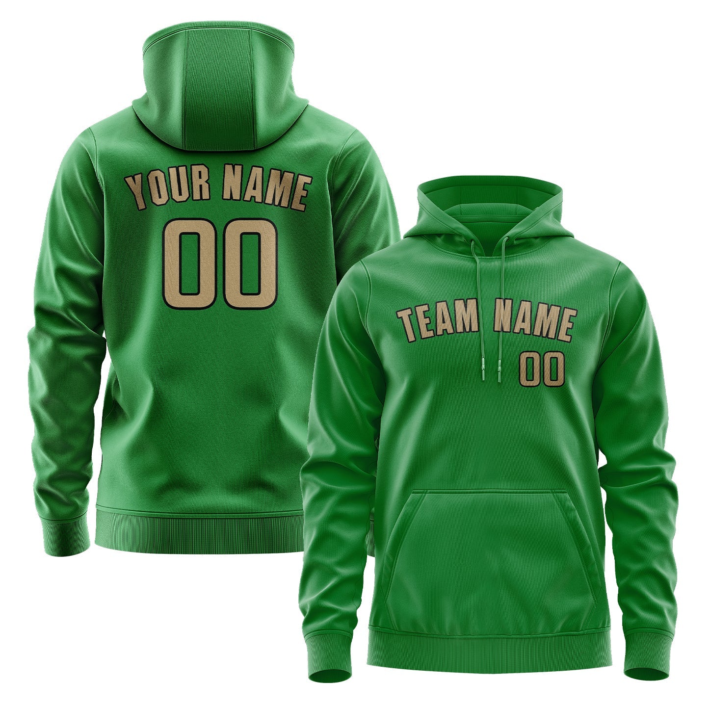 Custom Emerald Green Light Khaki Hoodie