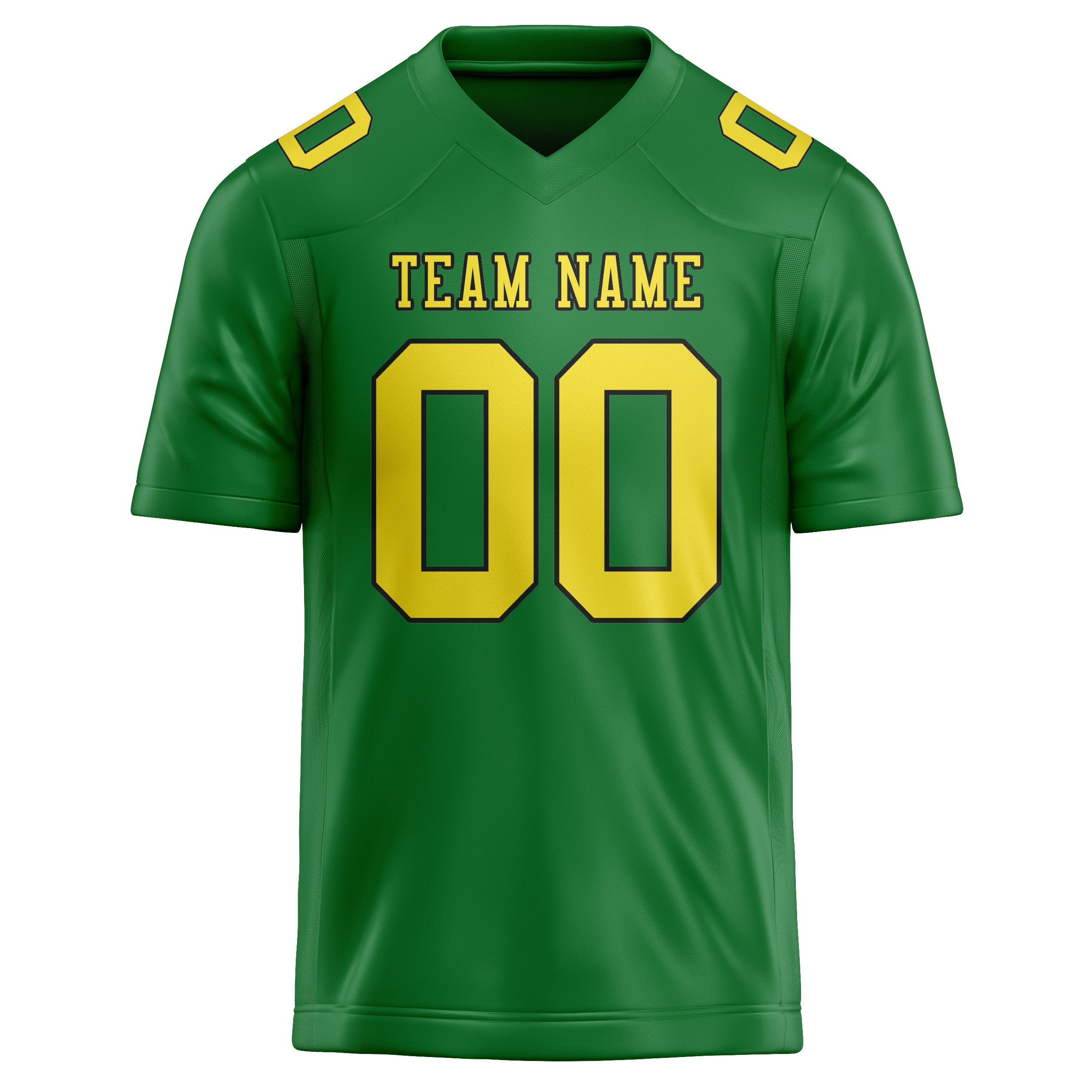 Custom Emerald Green Light Yellow Football Jersey