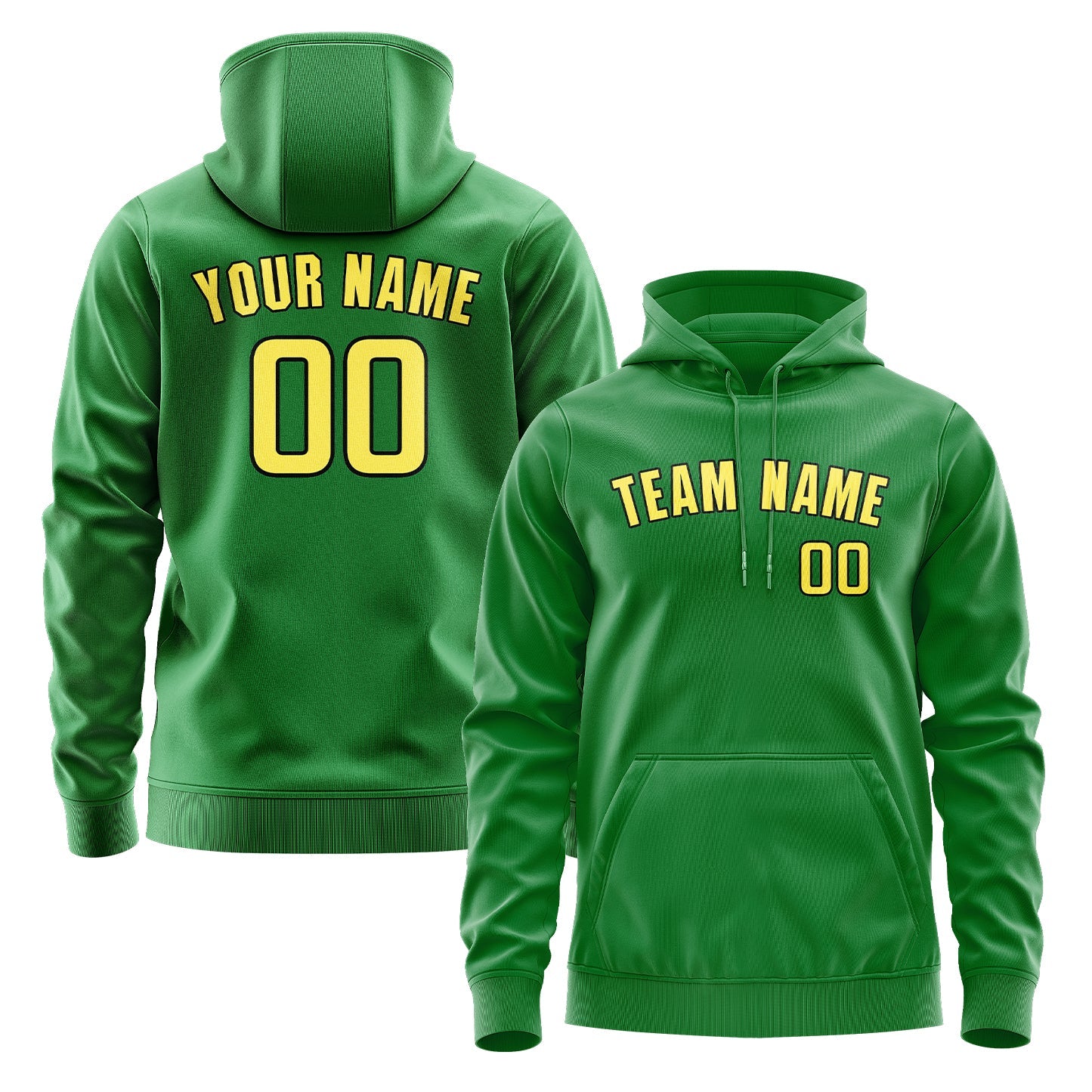 Custom Emerald Green Light Yellow Hoodie