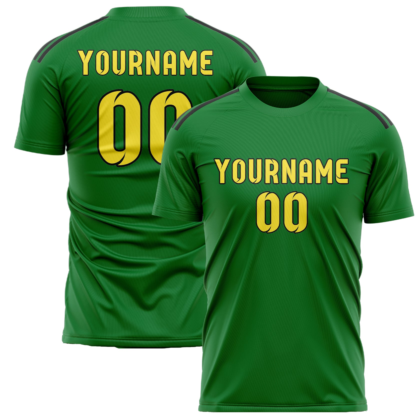 Custom Emerald Green Light Yellow Soccer Jersey