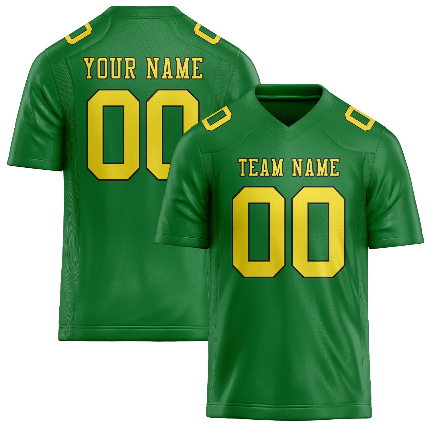 Custom Emerald Green Light Yellow Football Jersey