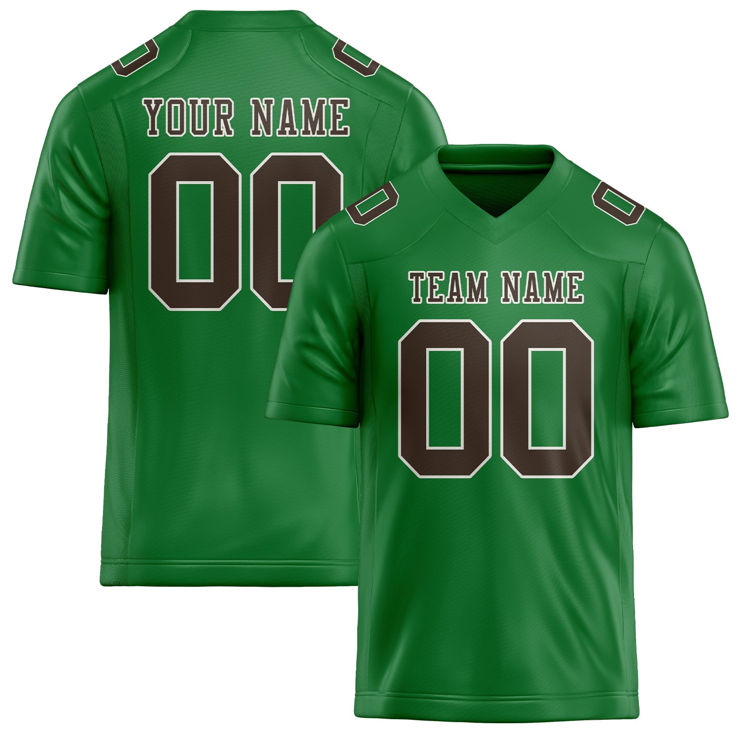 Custom Emerald Green Brown Football Jersey