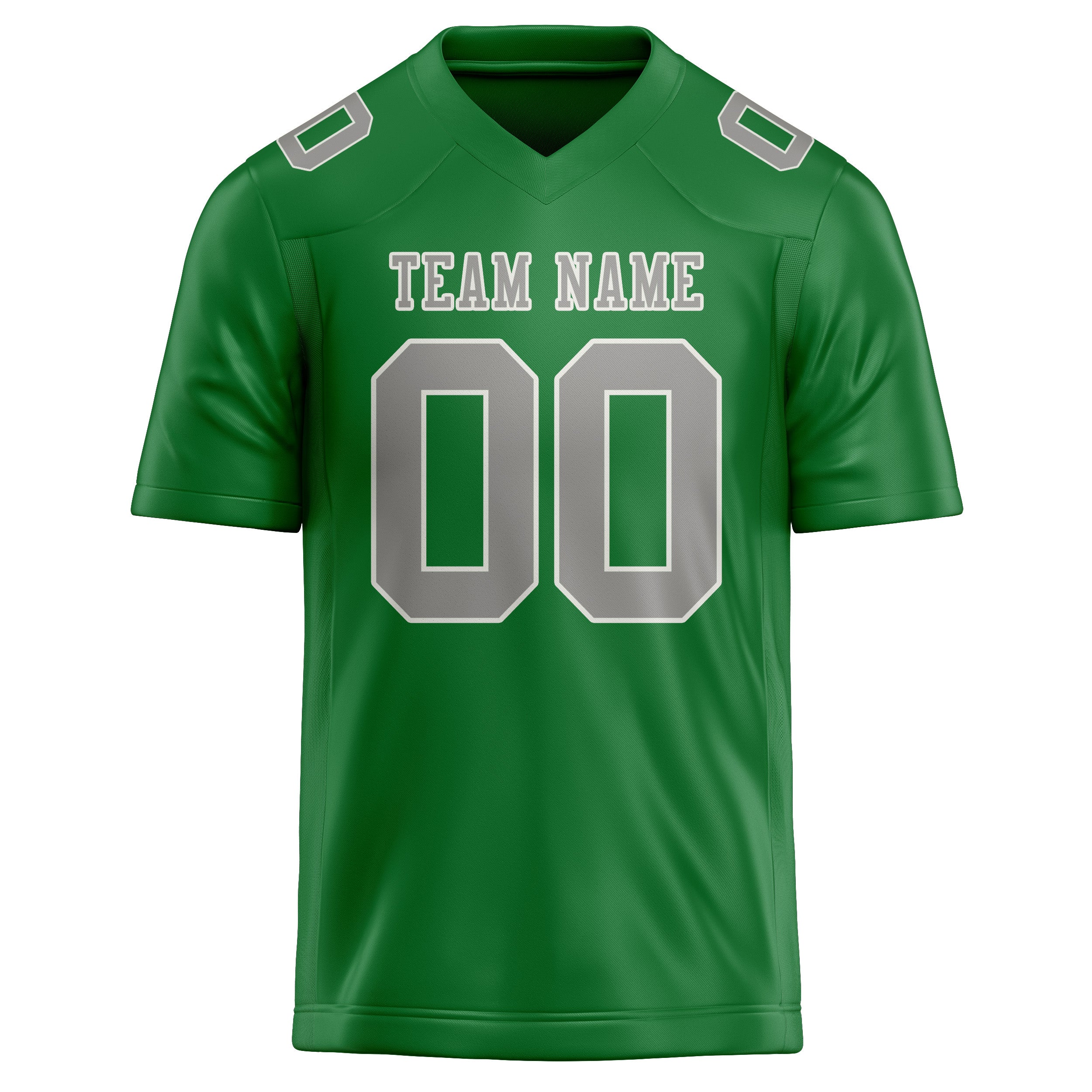 Custom Emerald Green Gray Football Jersey