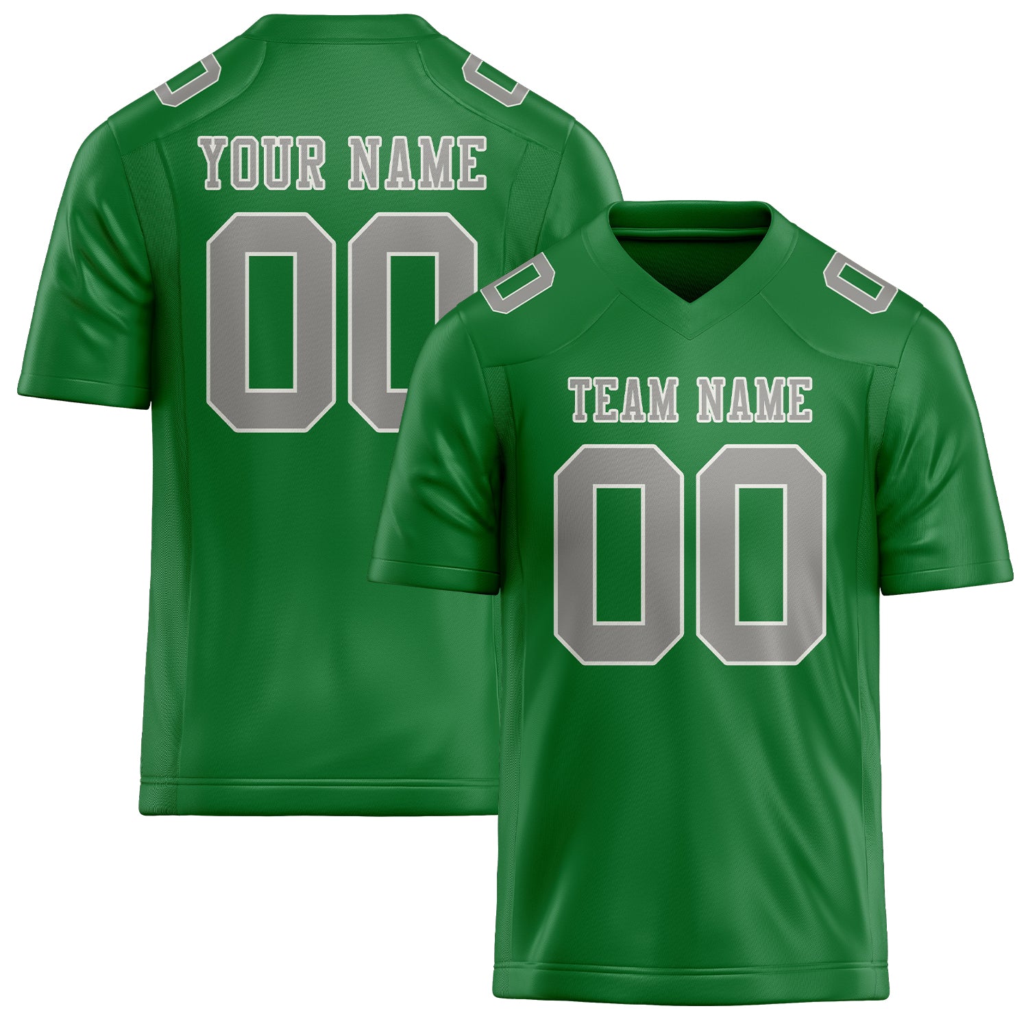 Custom Emerald Green Gray Football Jersey