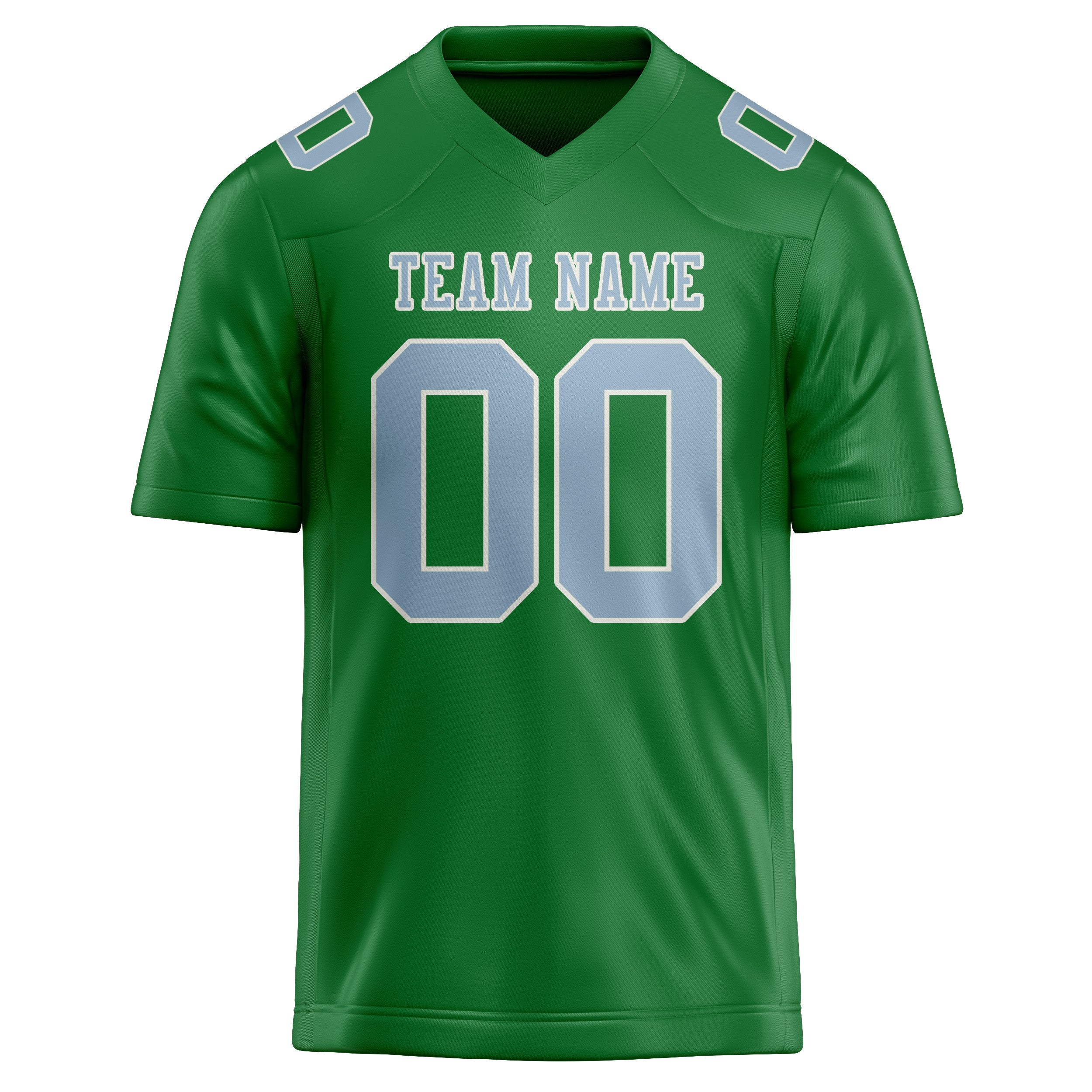 Custom Emerald Green Light Blue Football Jersey