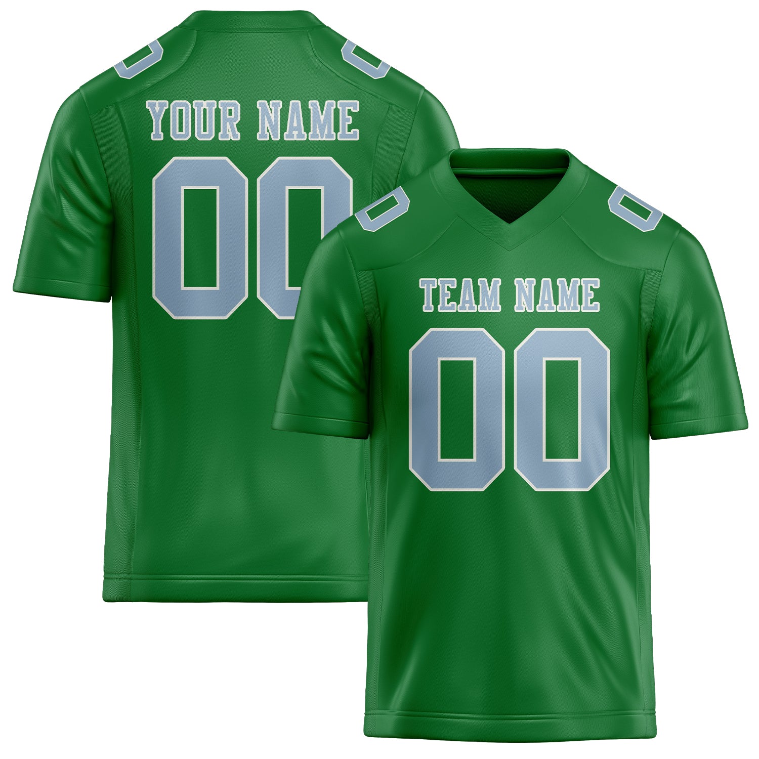 Custom Emerald Green Light Blue Football Jersey