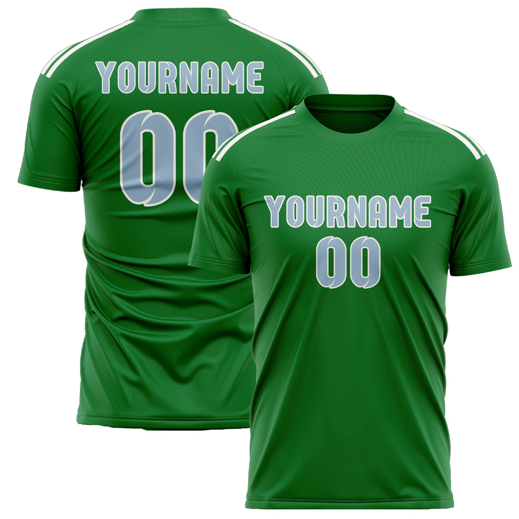 Custom Emerald Green Light Blue Soccer Jersey