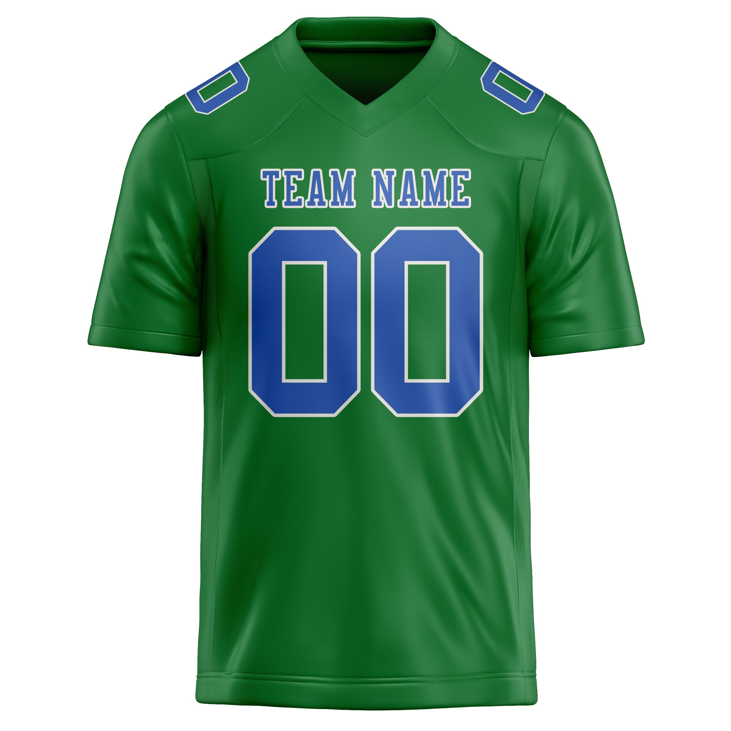 Custom Emerald Green Sky Blue Football Jersey