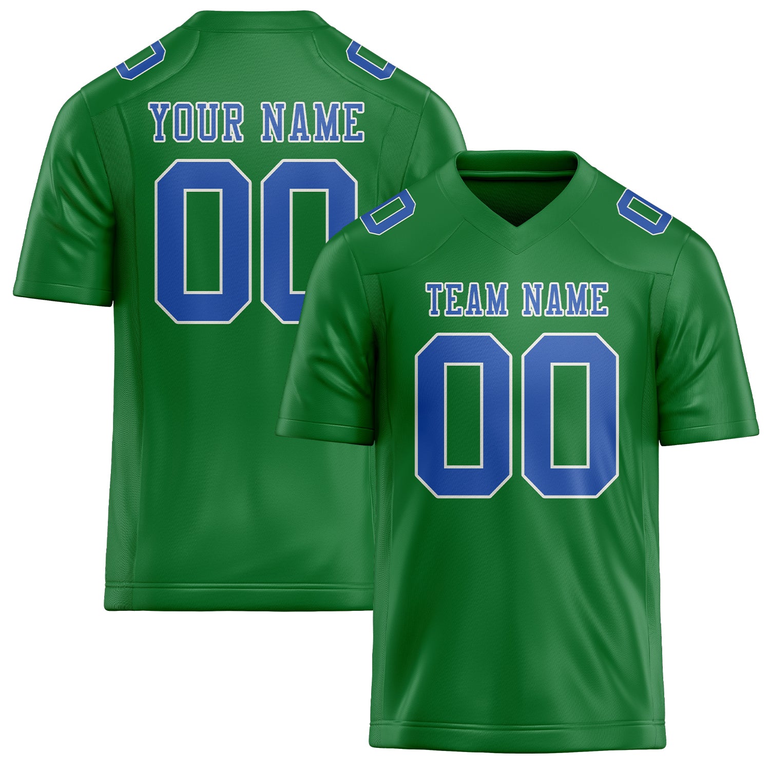 Custom Emerald Green Sky Blue Football Jersey
