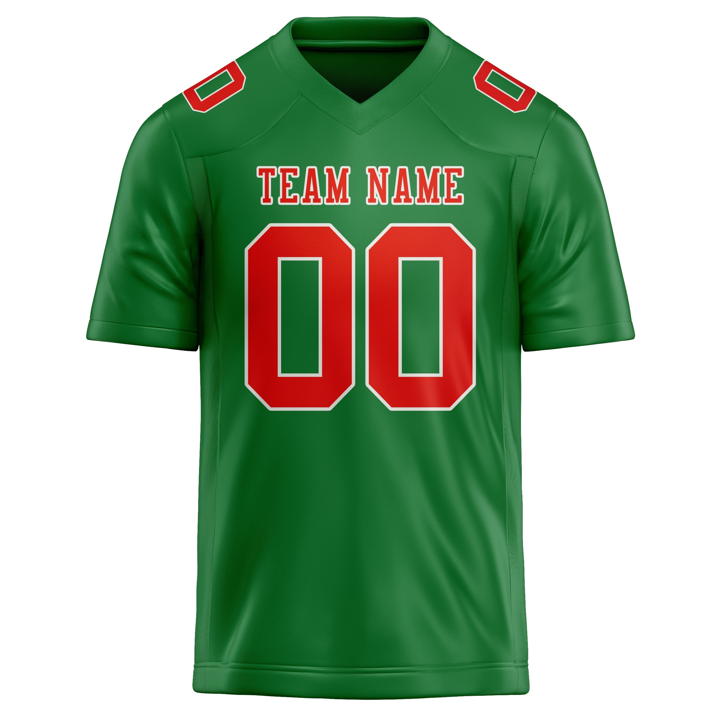 Custom Emerald Green Orange Red Football Jersey