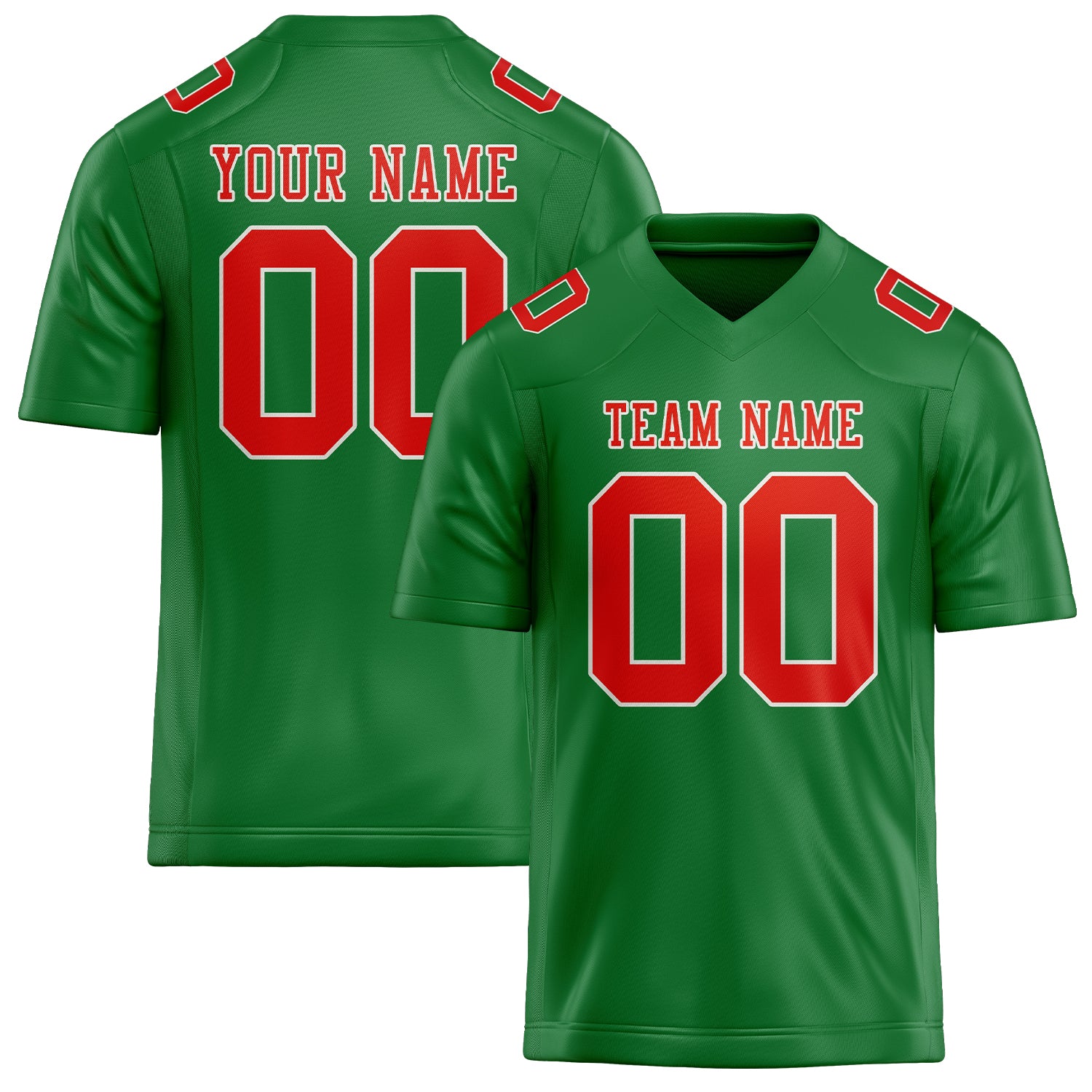 Custom Emerald Green Orange Red Football Jersey