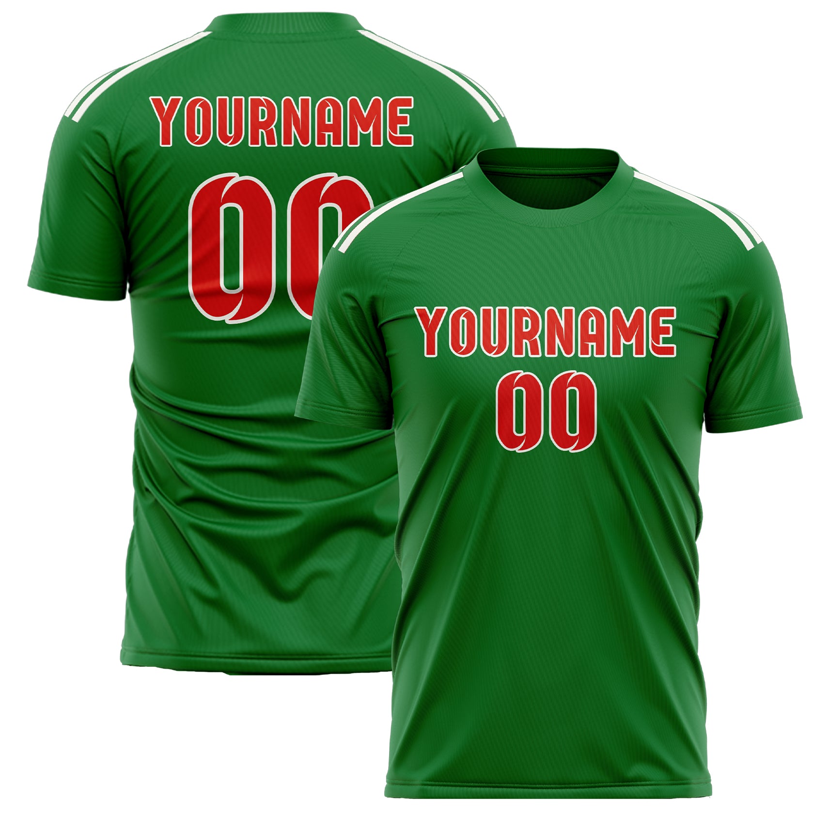 Custom Emerald Green Orange Red Soccer Jersey