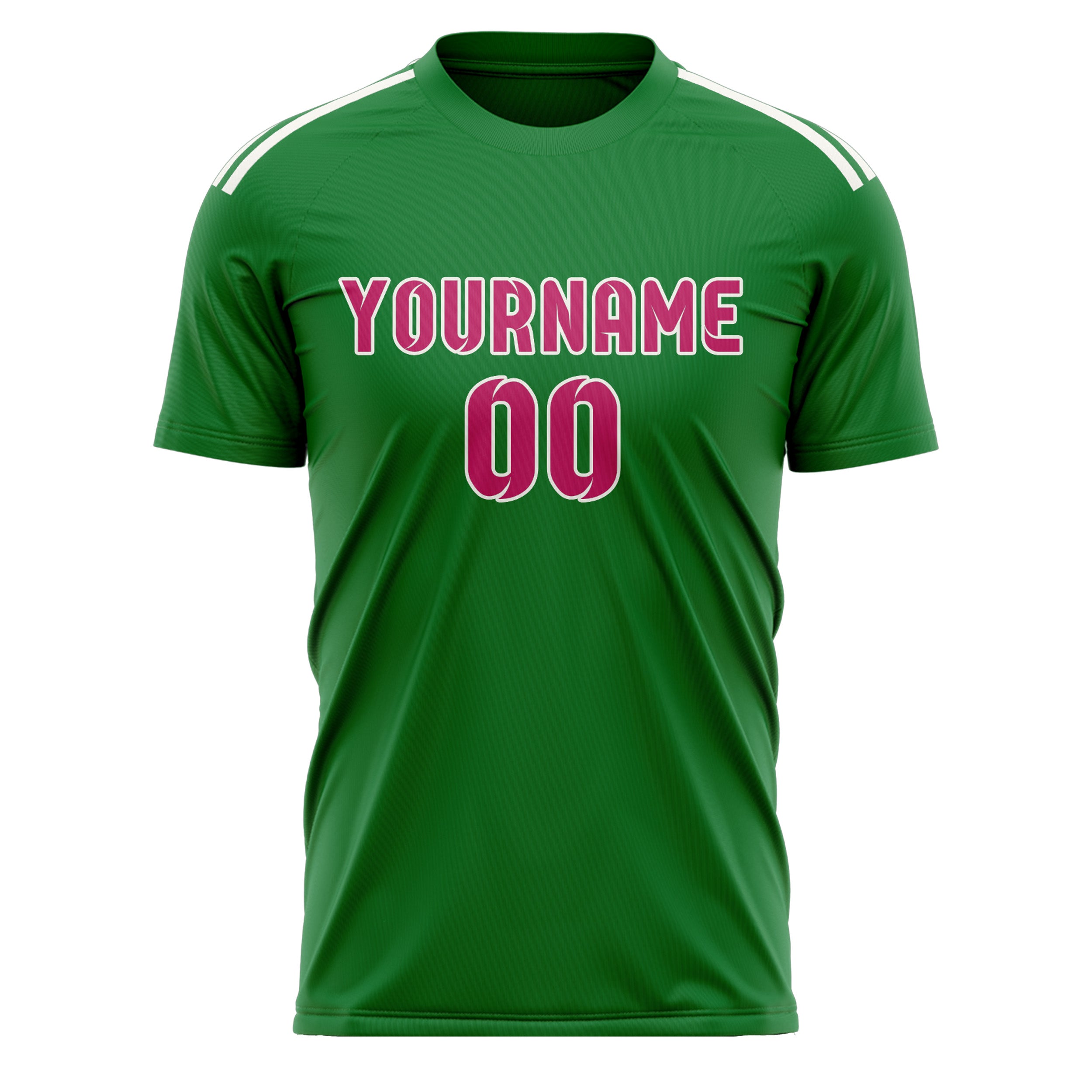 Custom Emerald Green Pink Soccer Jersey