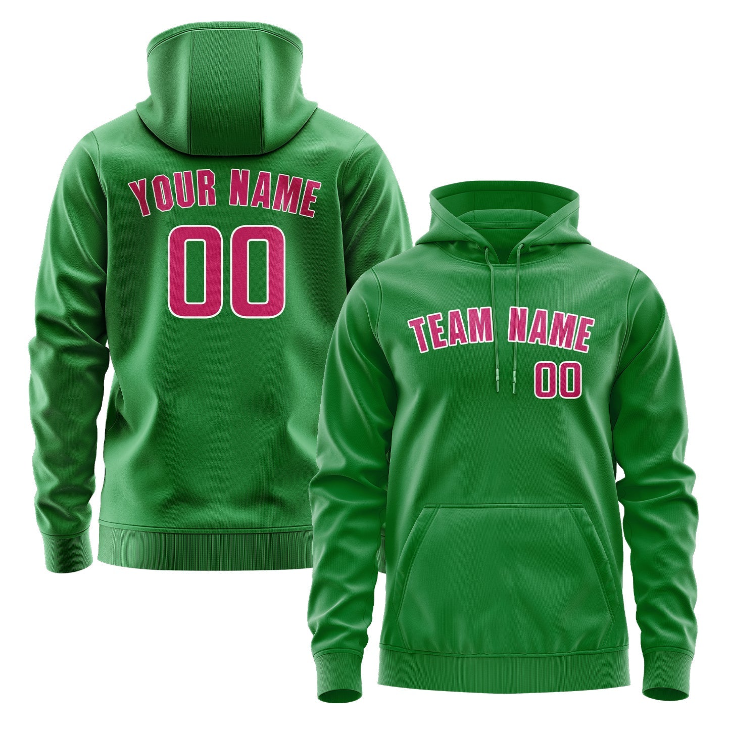 Custom Emerald Green Pink Hoodie
