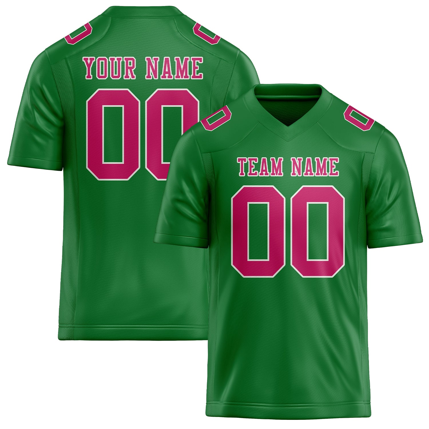 Custom Emerald Green Pink Football Jersey