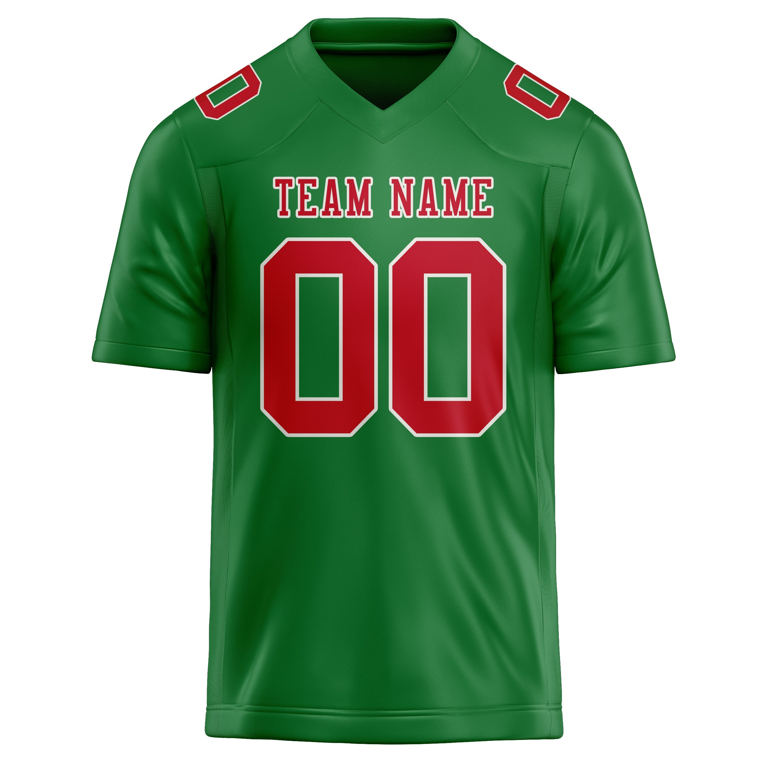 Custom Emerald Green Red Football Jersey
