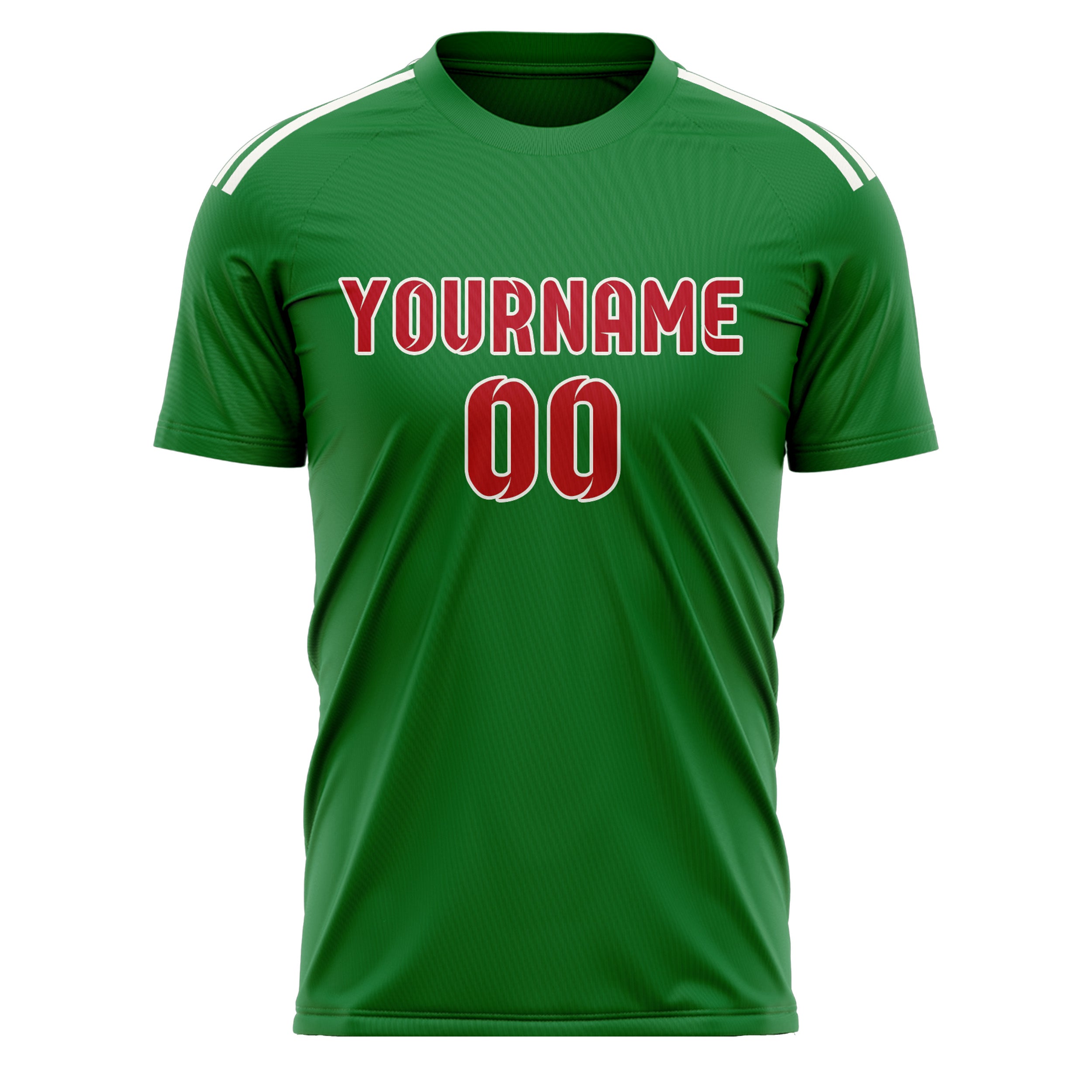 Custom Emerald Green Red Soccer Jersey