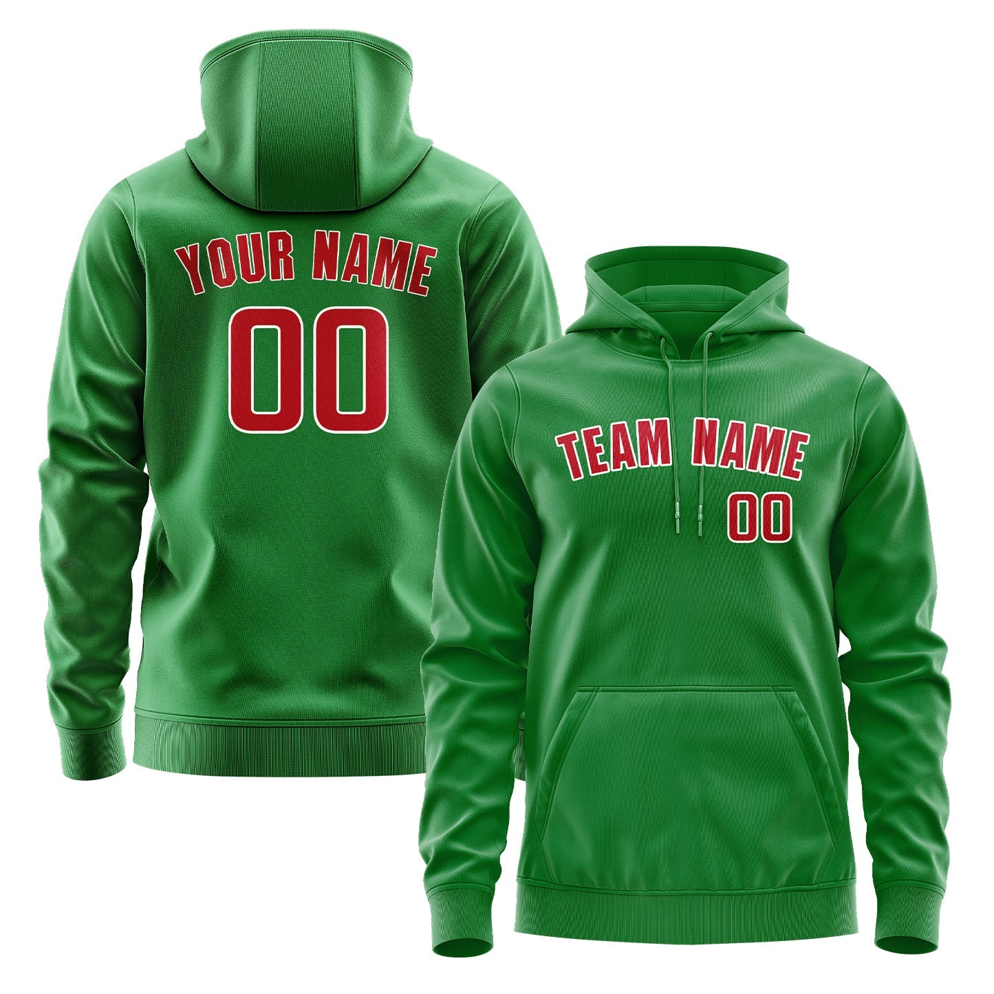 Custom Emerald Green Red Hoodie