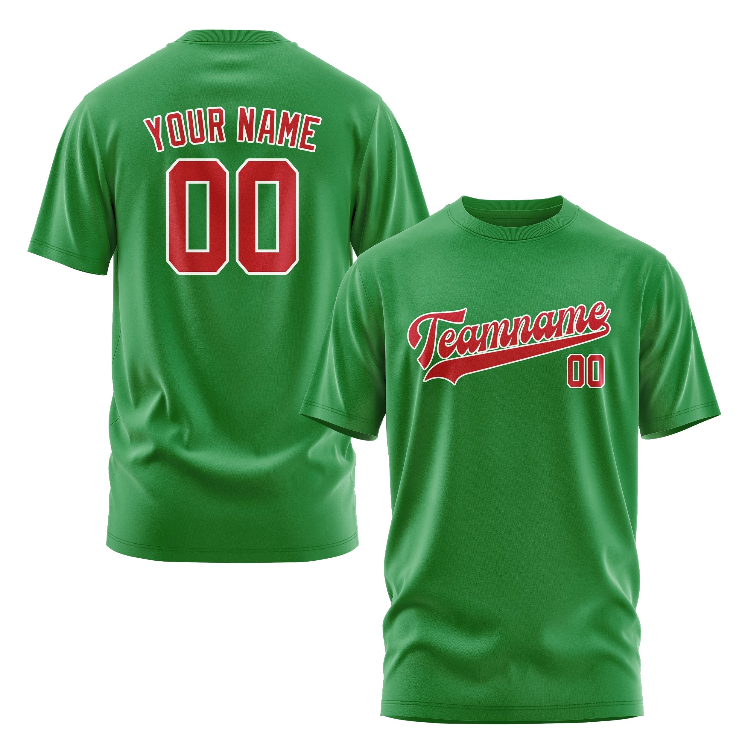 Custom Emerald Green Red T-Shirt