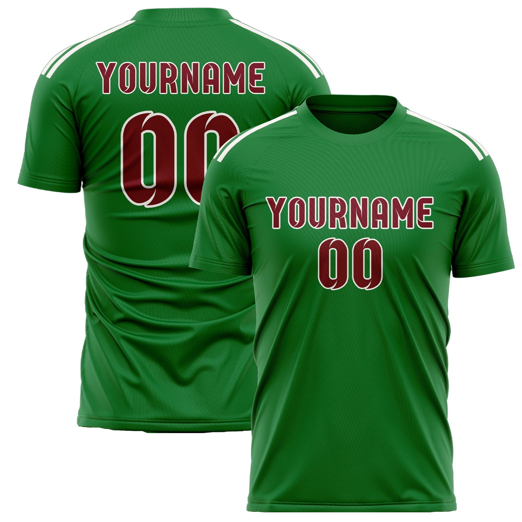 Custom Emerald Green Crimson Red Soccer Jersey