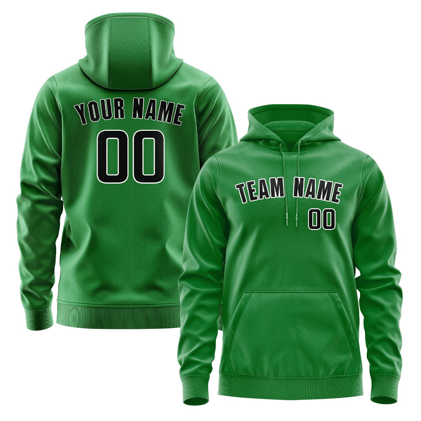 Custom Emerald Green Black Hoodie