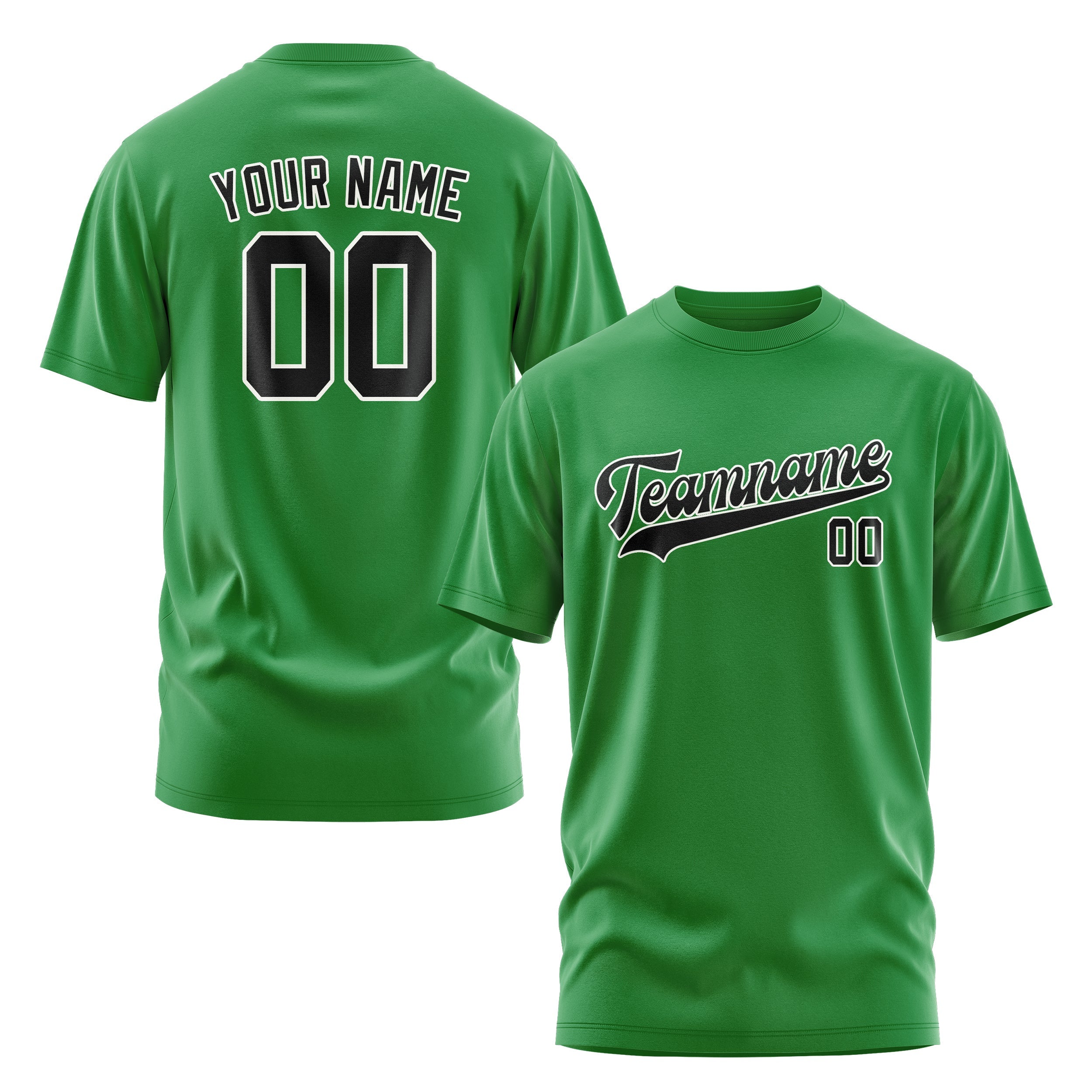 Custom Emerald Green Black T-Shirt