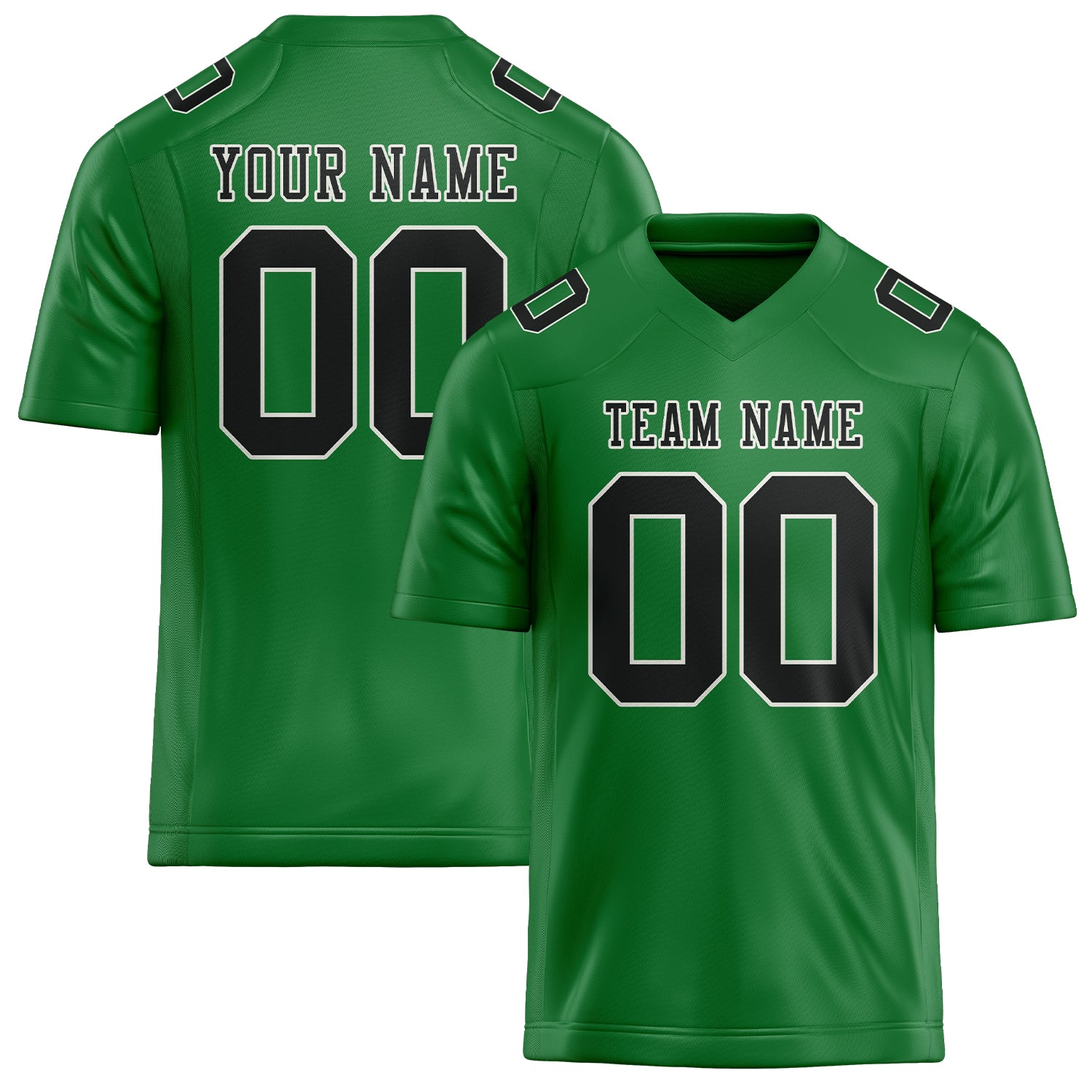 Custom Emerald Green Black Football Jersey