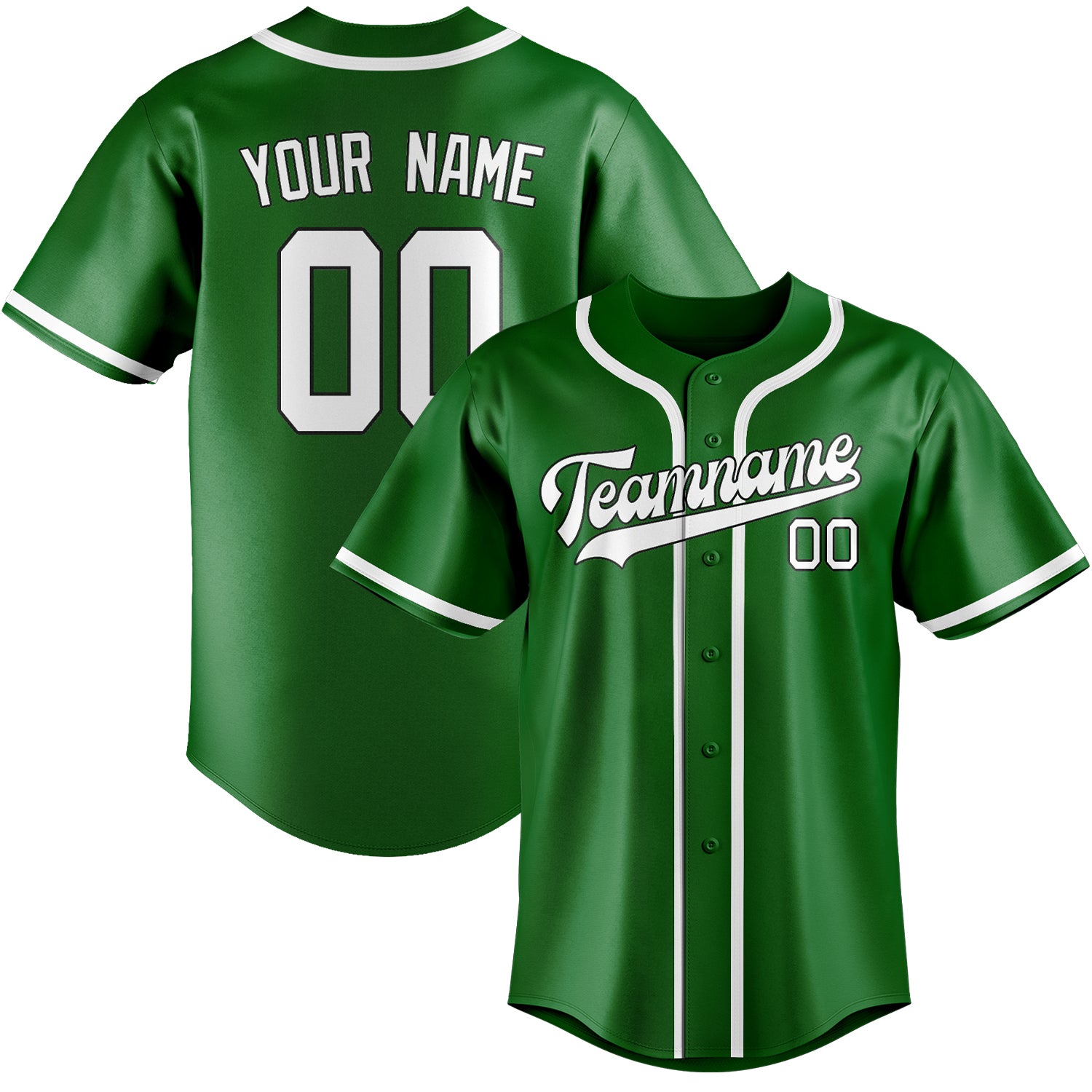 Custom Emerald Green White Baseball Jersey