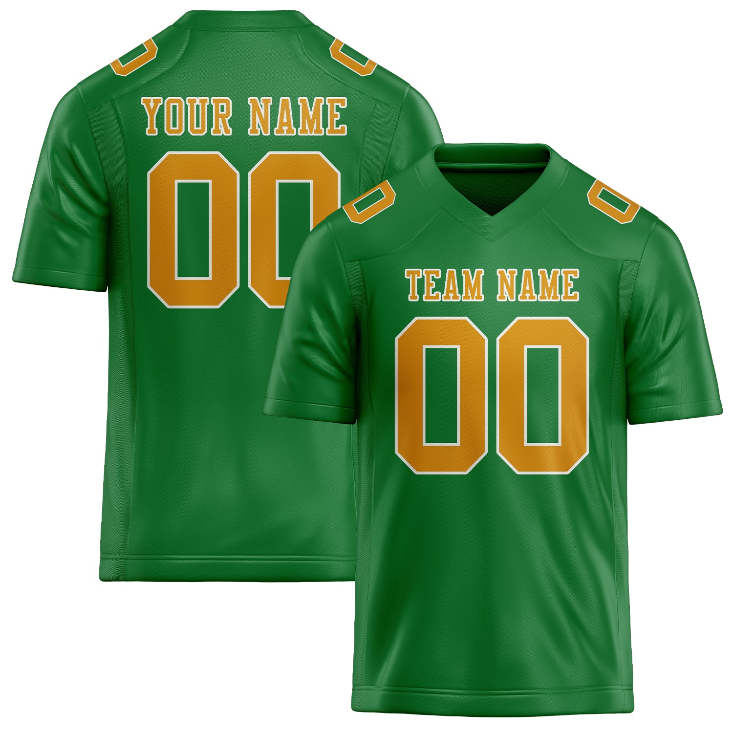 Custom Emerald Green Yellow Football Jersey