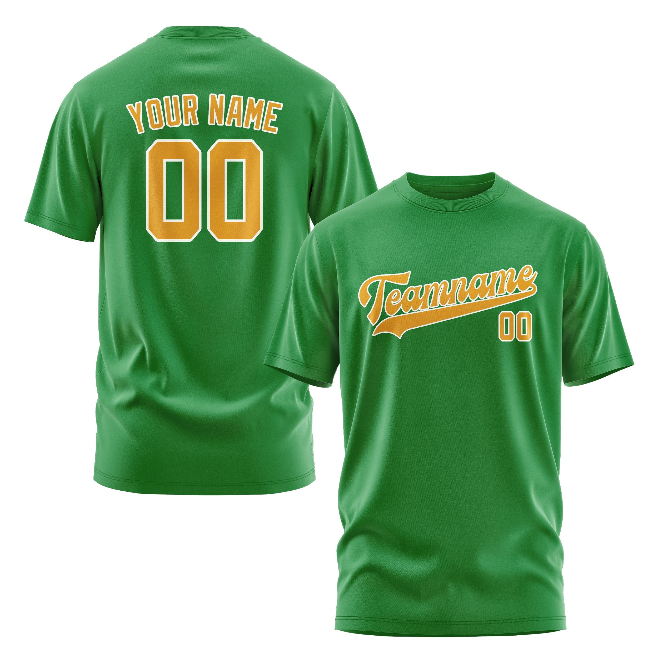 Custom Emerald Green Yellow T-Shirt