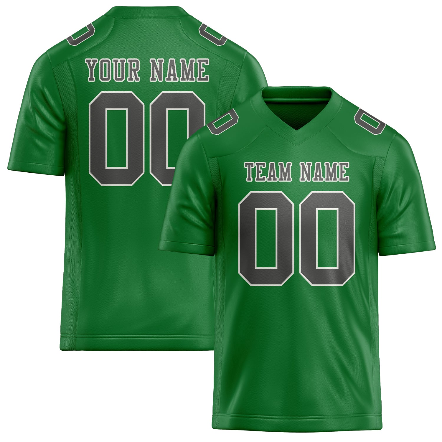 Custom Emerald Green Dark Grey Football Jersey
