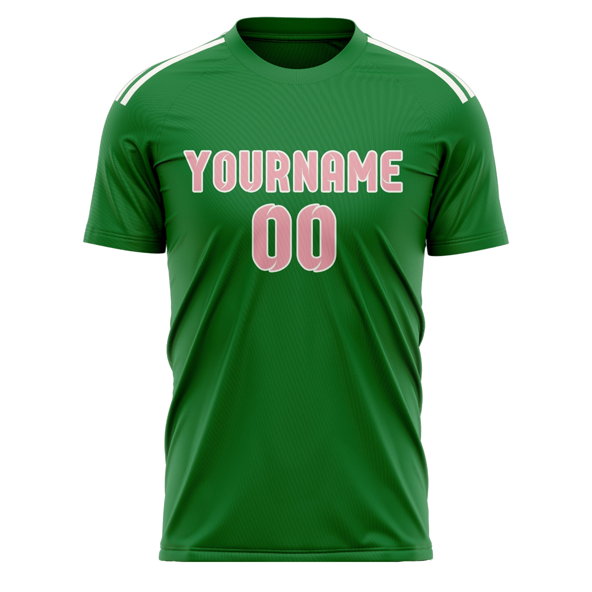 Custom Emerald Green Light Pink Soccer Jersey