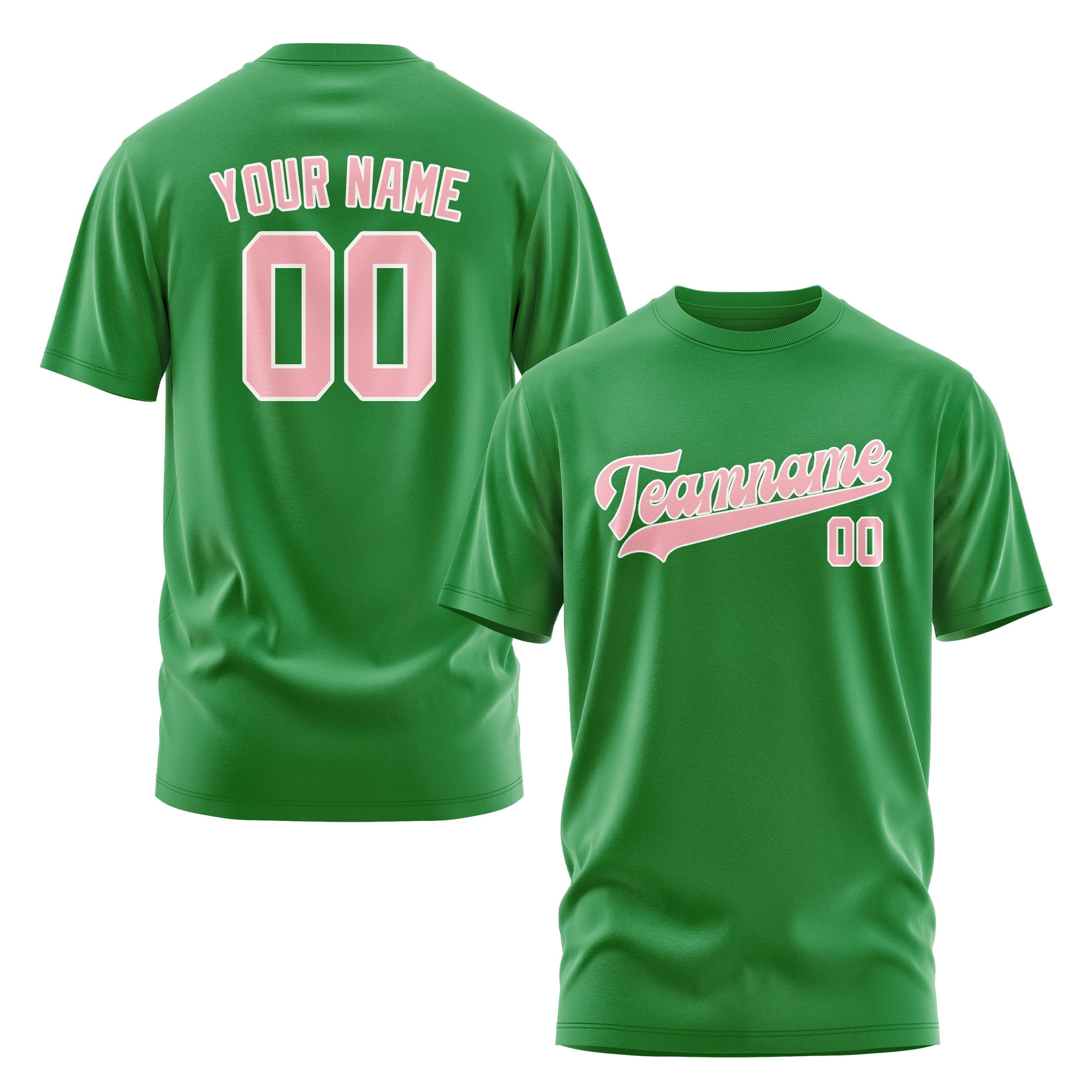 Custom Emerald Green Light Pink T-Shirt