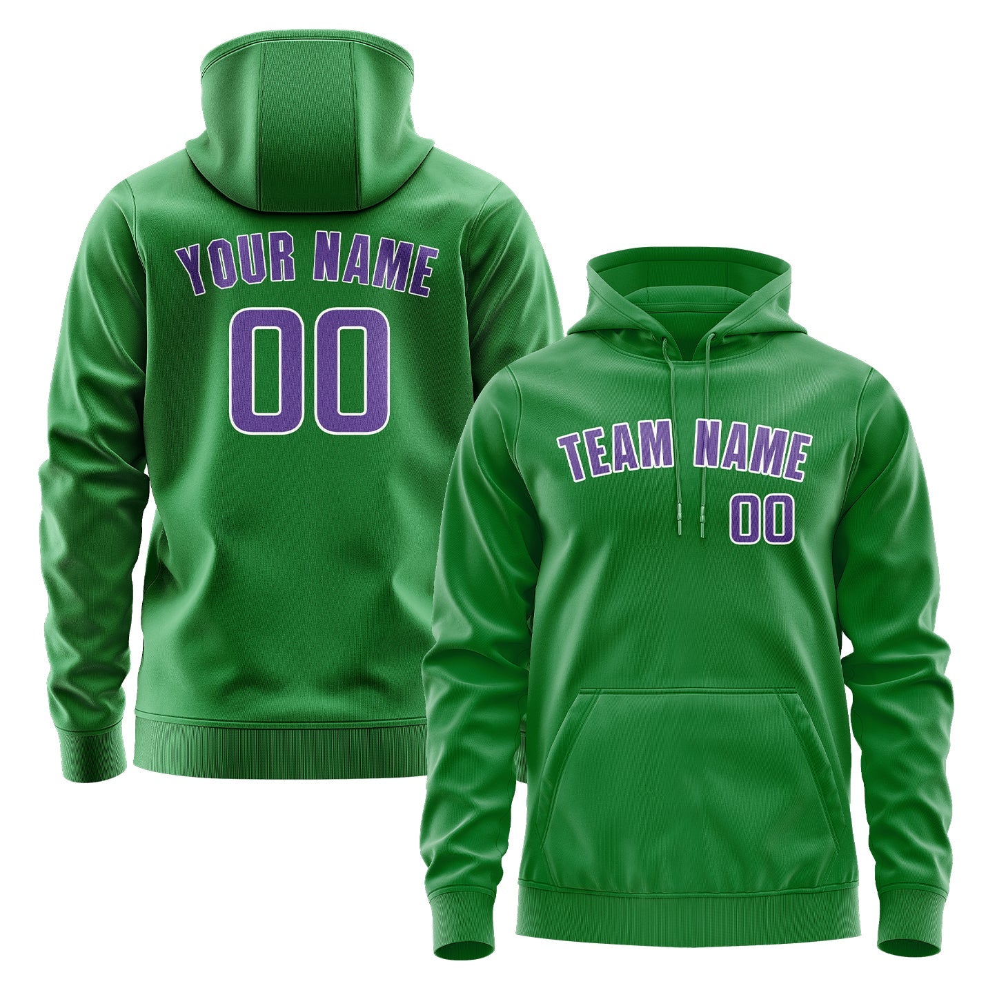 Custom Emerald Green Light Purple Hoodie