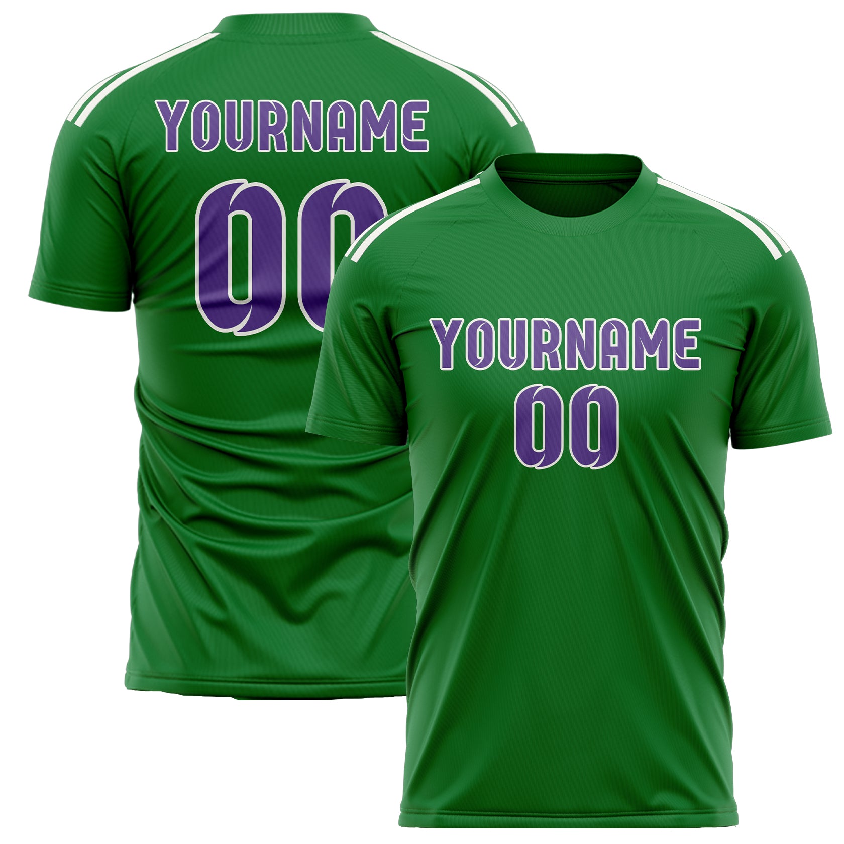 Custom Emerald Green Light Purple Soccer Jersey