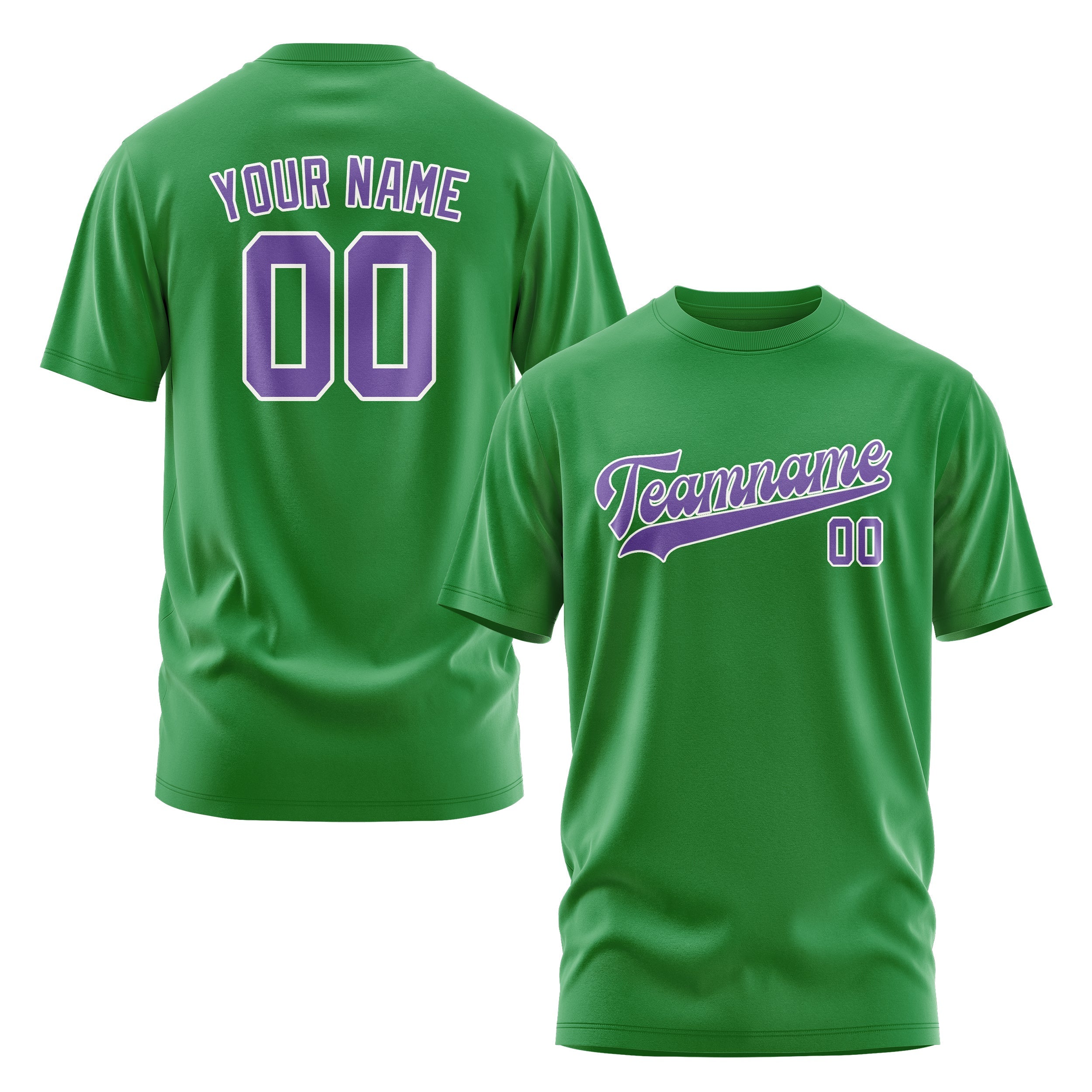 Custom Emerald Green Light Purple T-Shirt