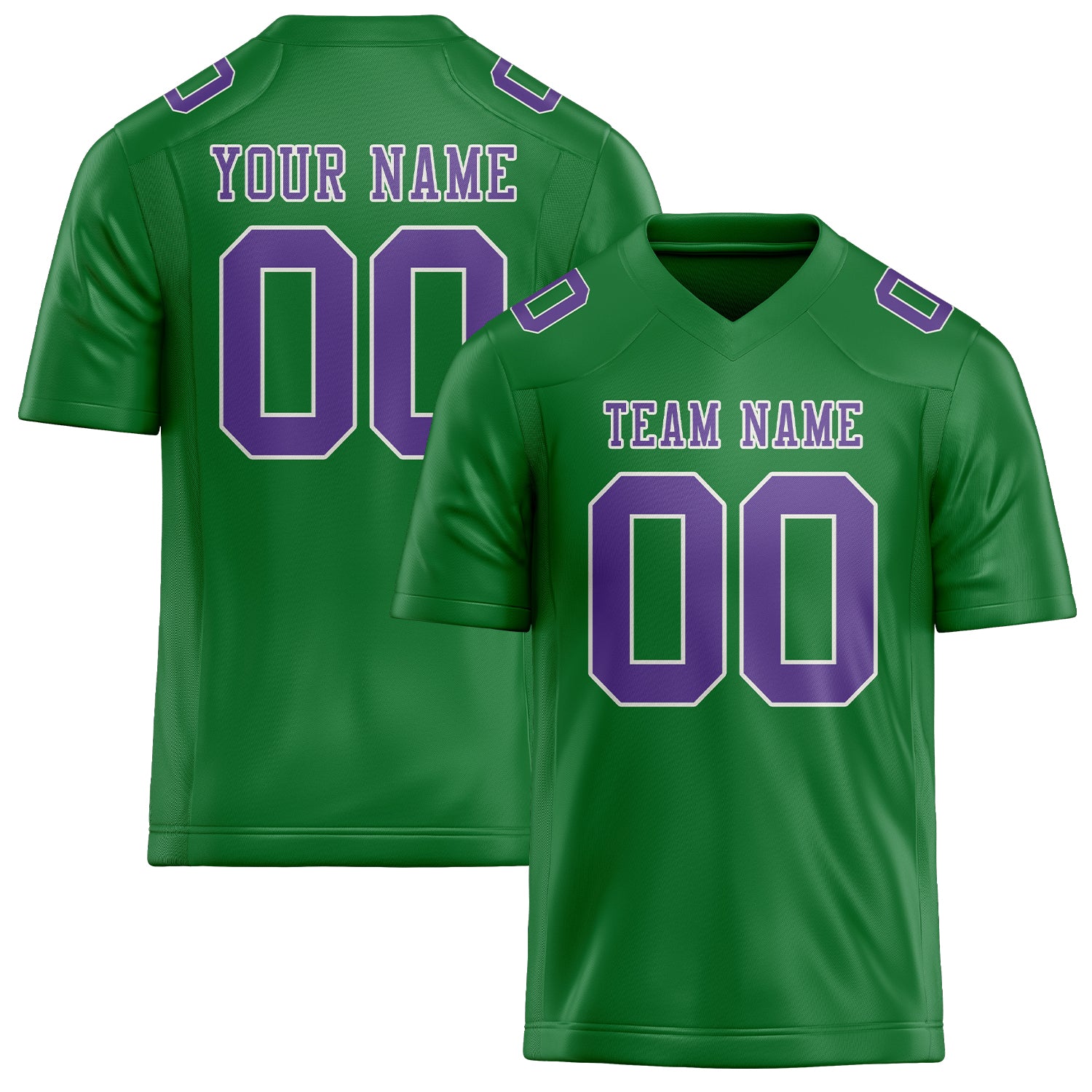 Custom Emerald Green Light Purple Football Jersey
