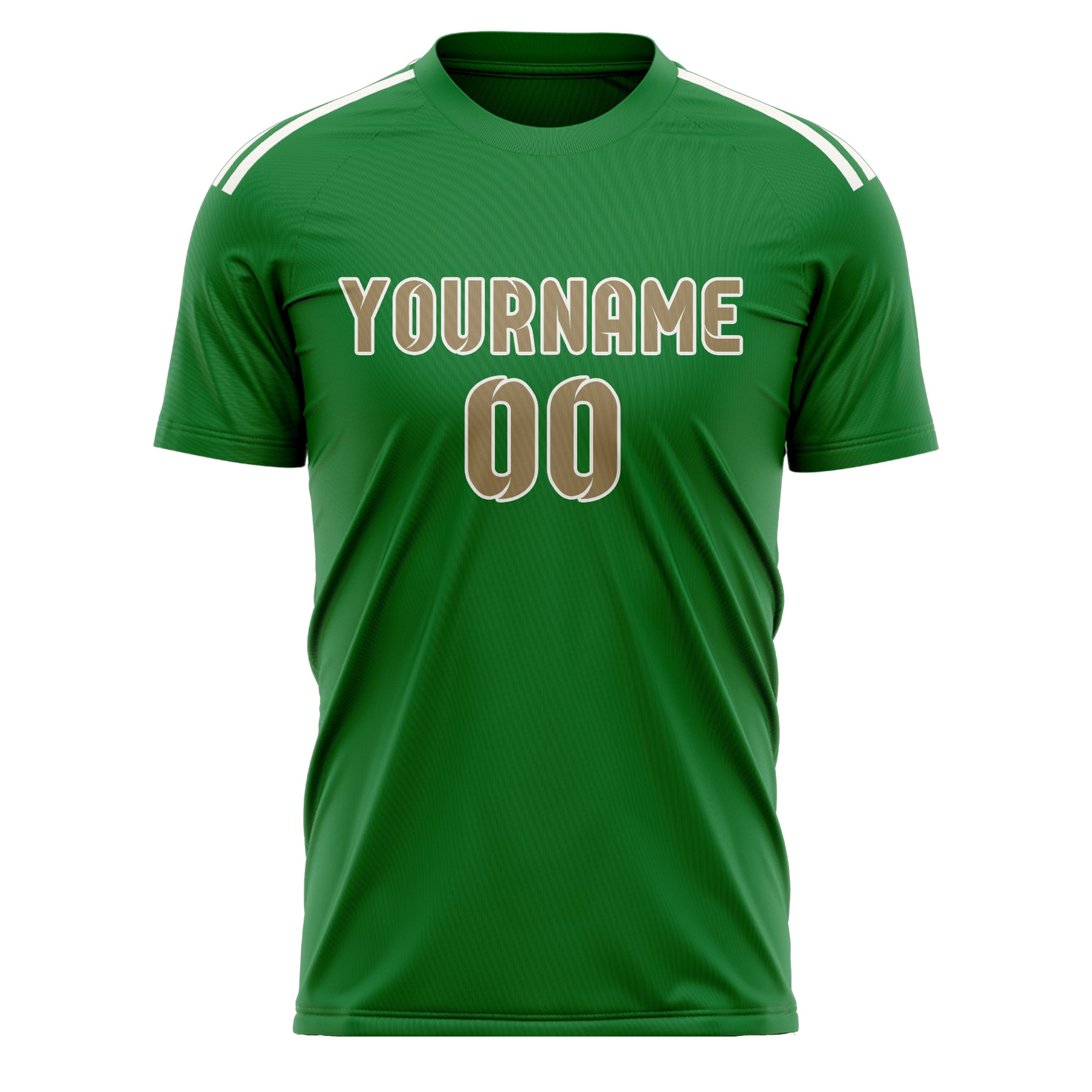 Custom Emerald Green Light Khaki Soccer Jersey